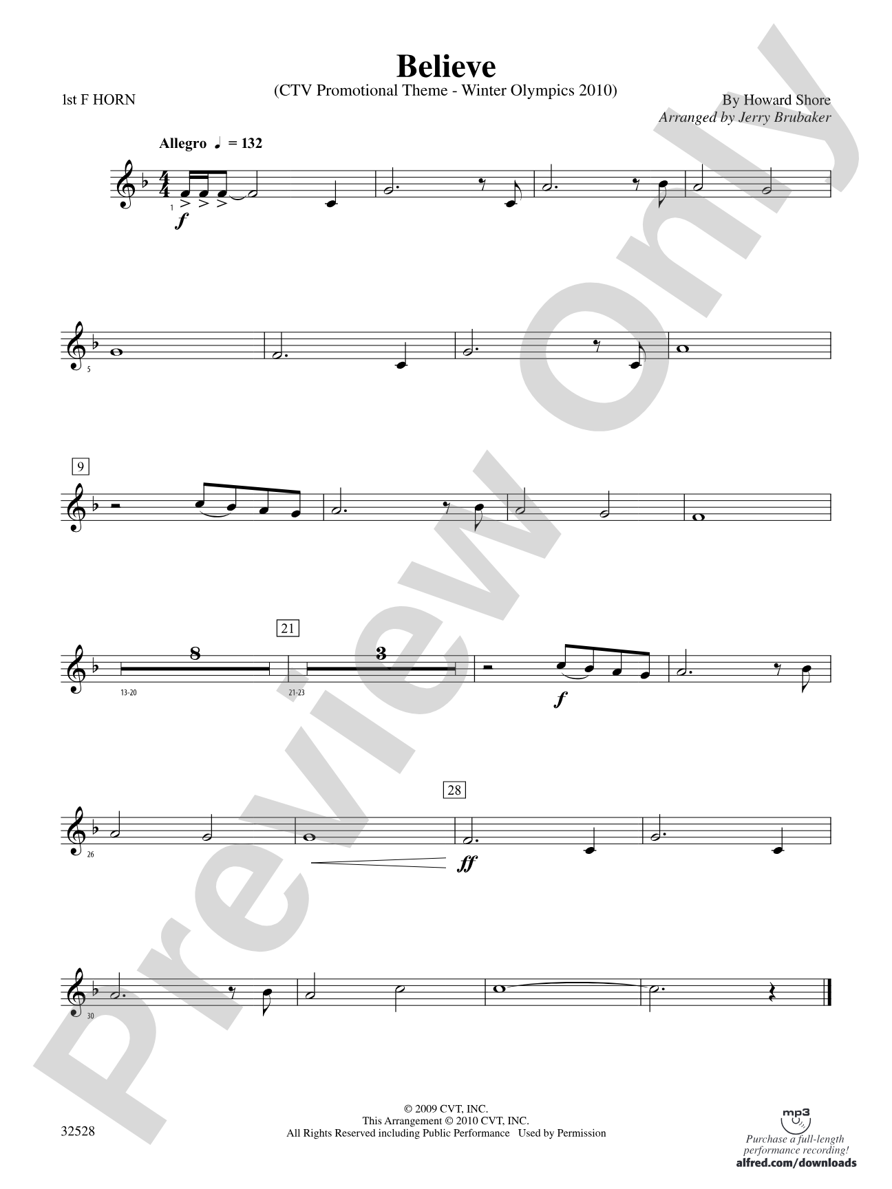 Believe (Winter Olympics 2010): 1st F Horn