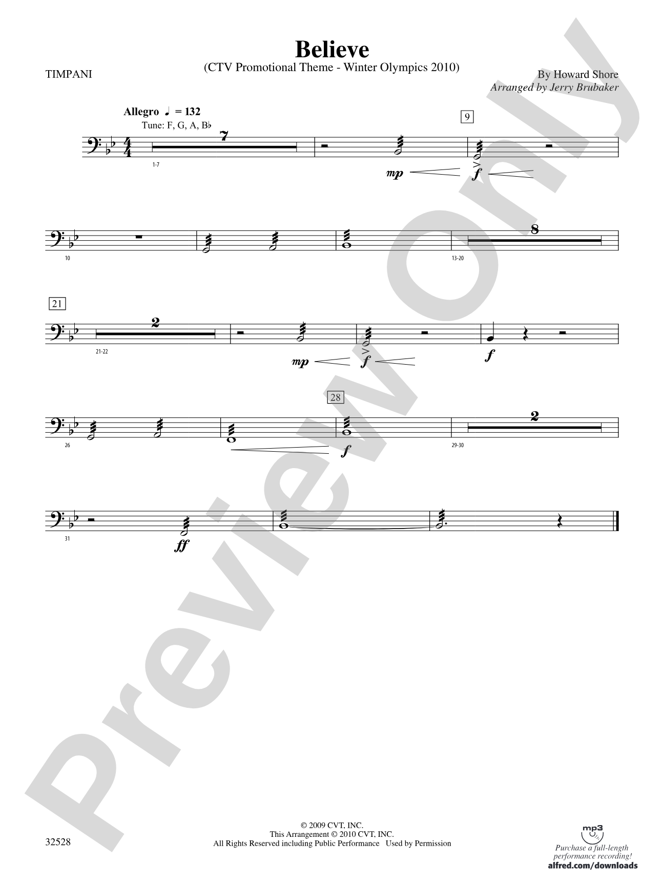 Believe (Winter Olympics 2010): Timpani