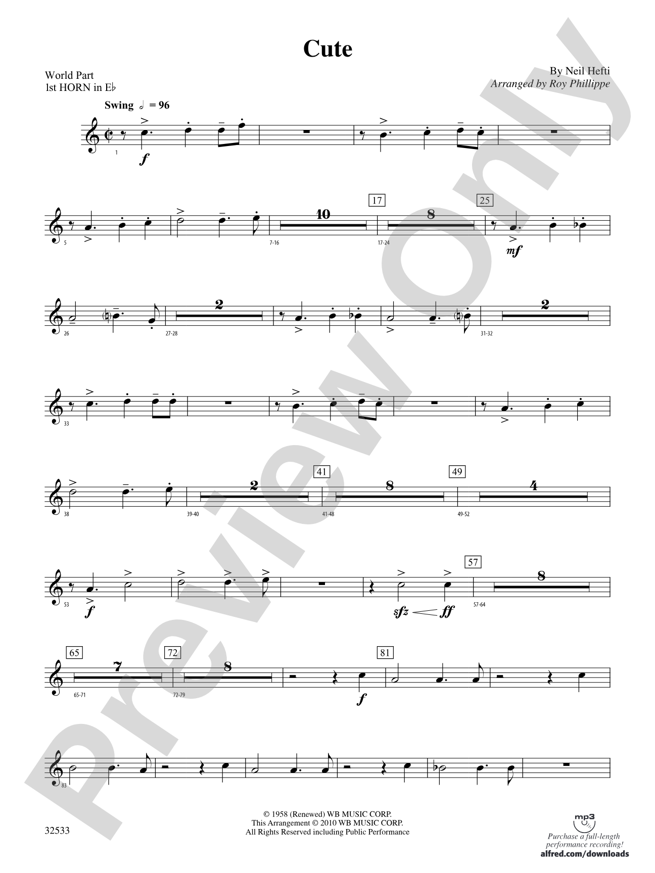 Cute: (wp) 1st Horn in E-flat