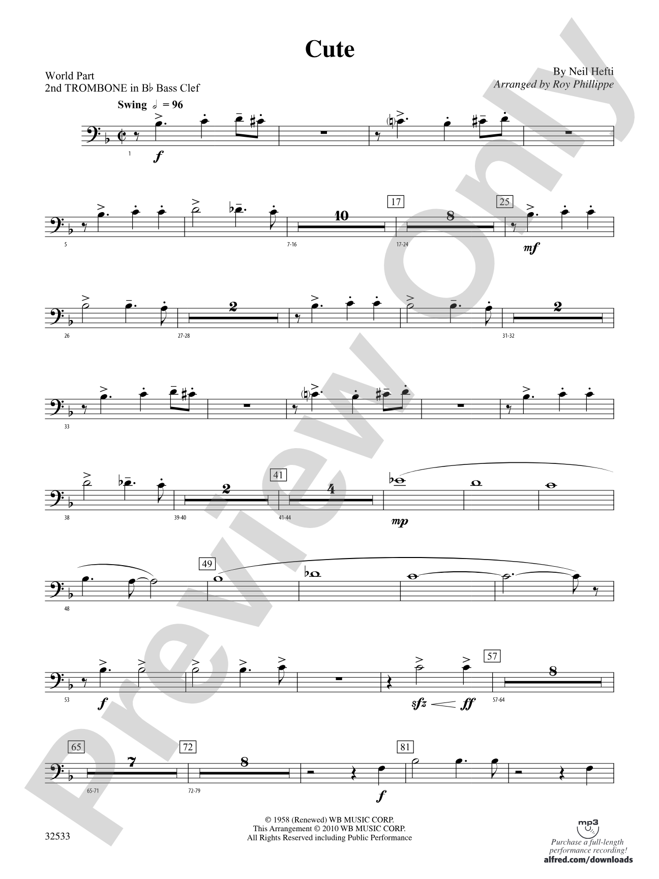 Cute: (wp) 2nd B-flat Trombone B.C.