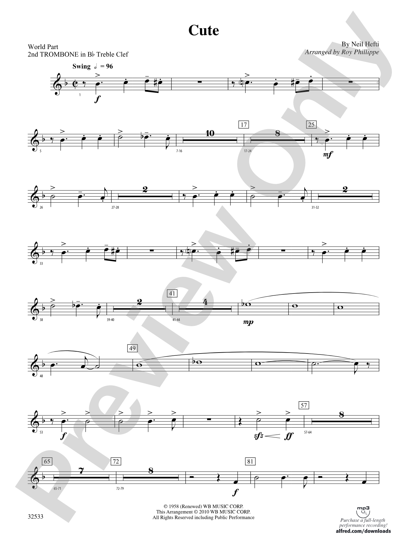 Cute: (wp) 2nd B-flat Trombone T.C.