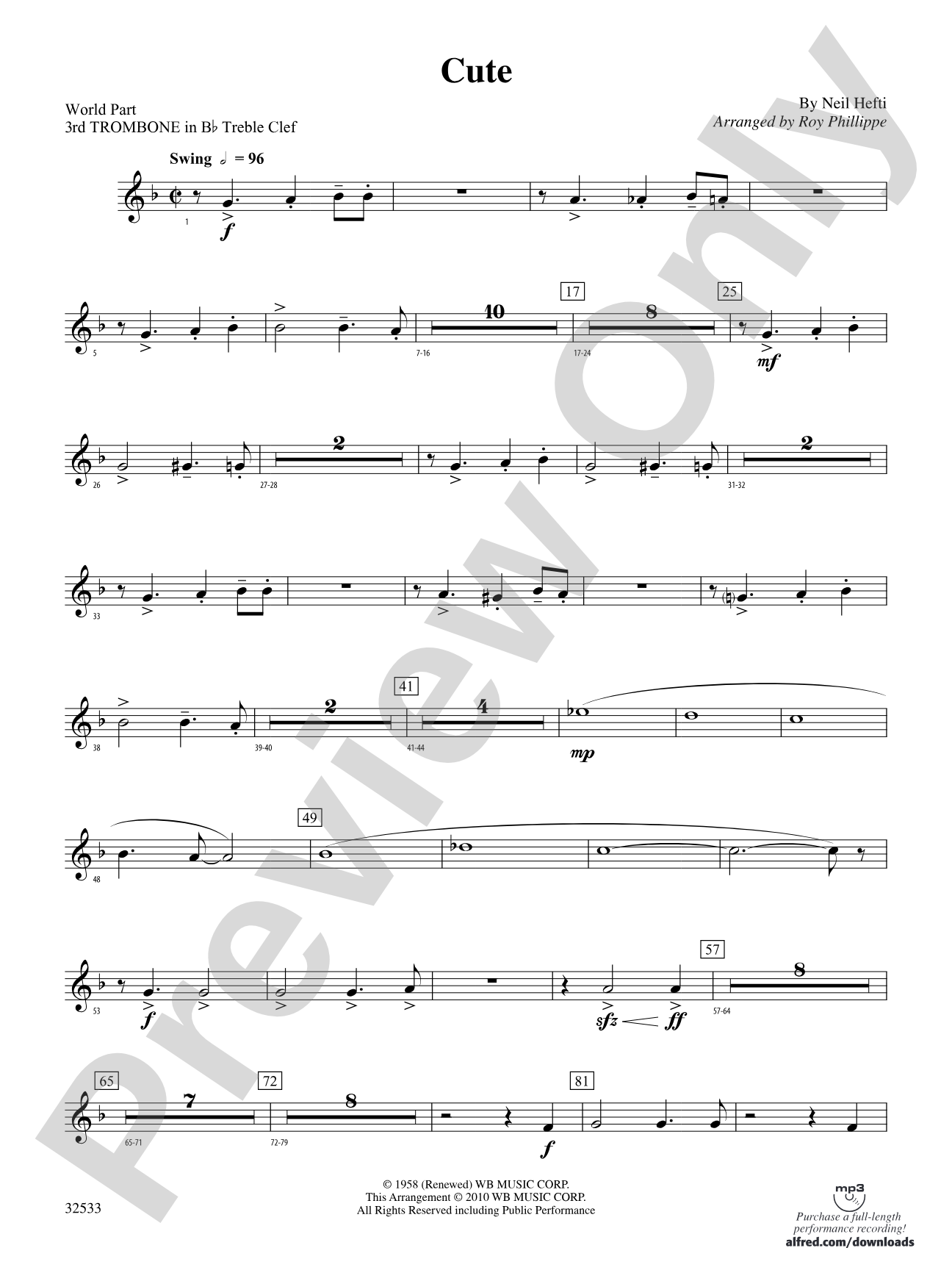 Cute: (wp) 3rd B-flat Trombone T.C.