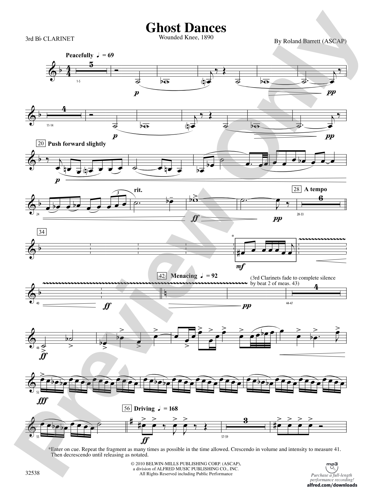 Ghost Dances: 3rd B-flat Clarinet
