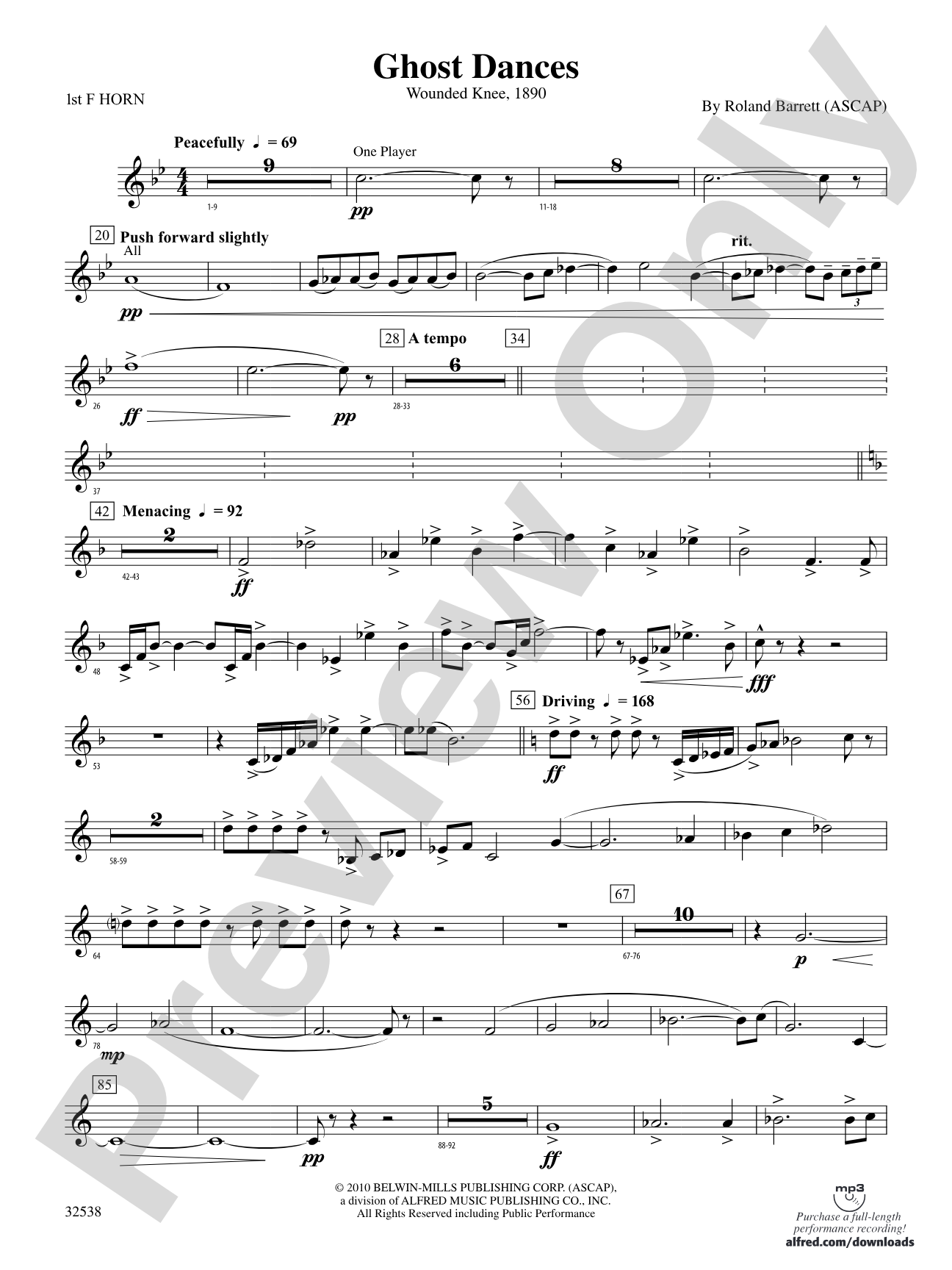 Ghost Dances: 1st F Horn