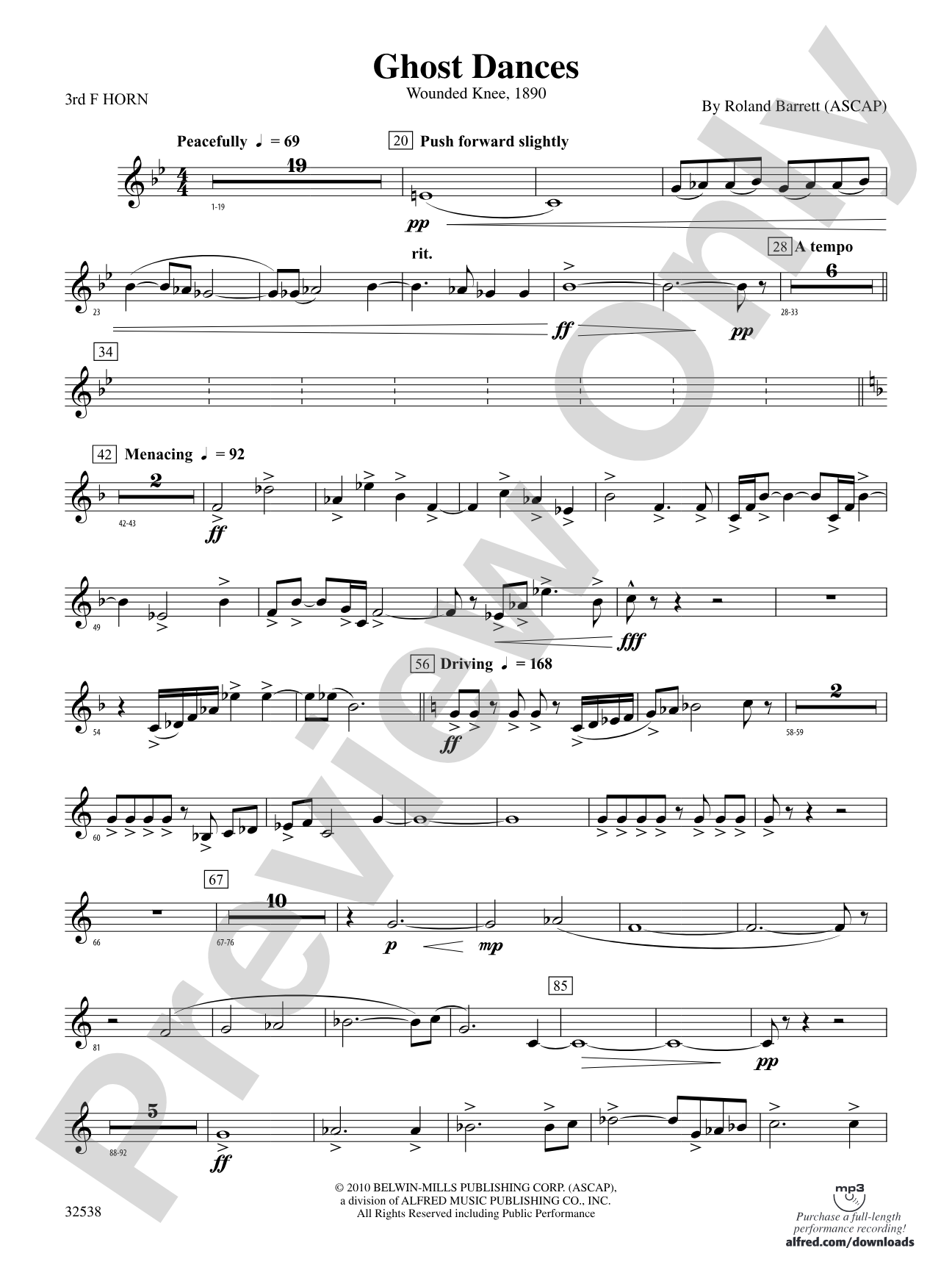 Ghost Dances: 3rd F Horn