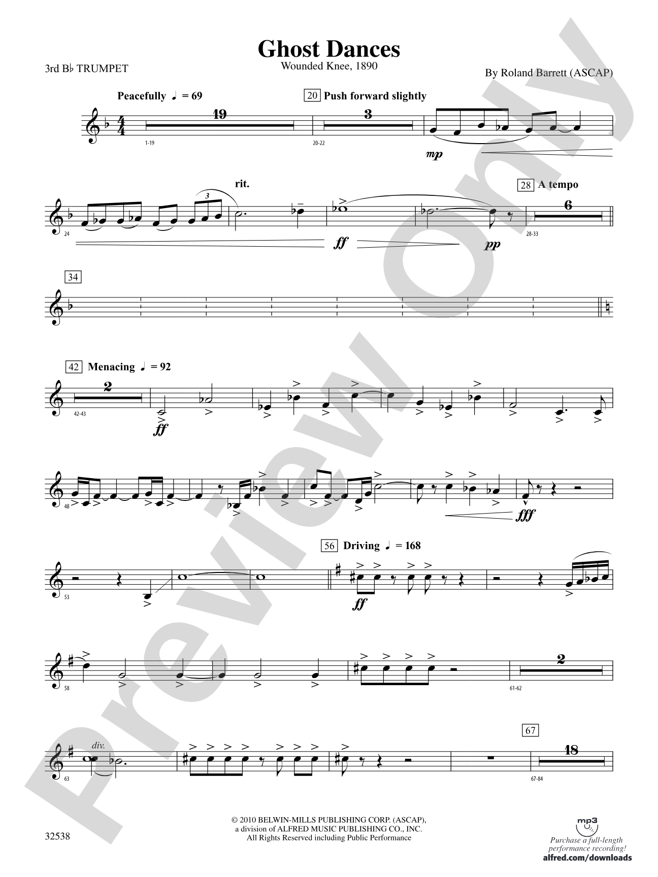 Ghost Dances: 3rd B-flat Trumpet