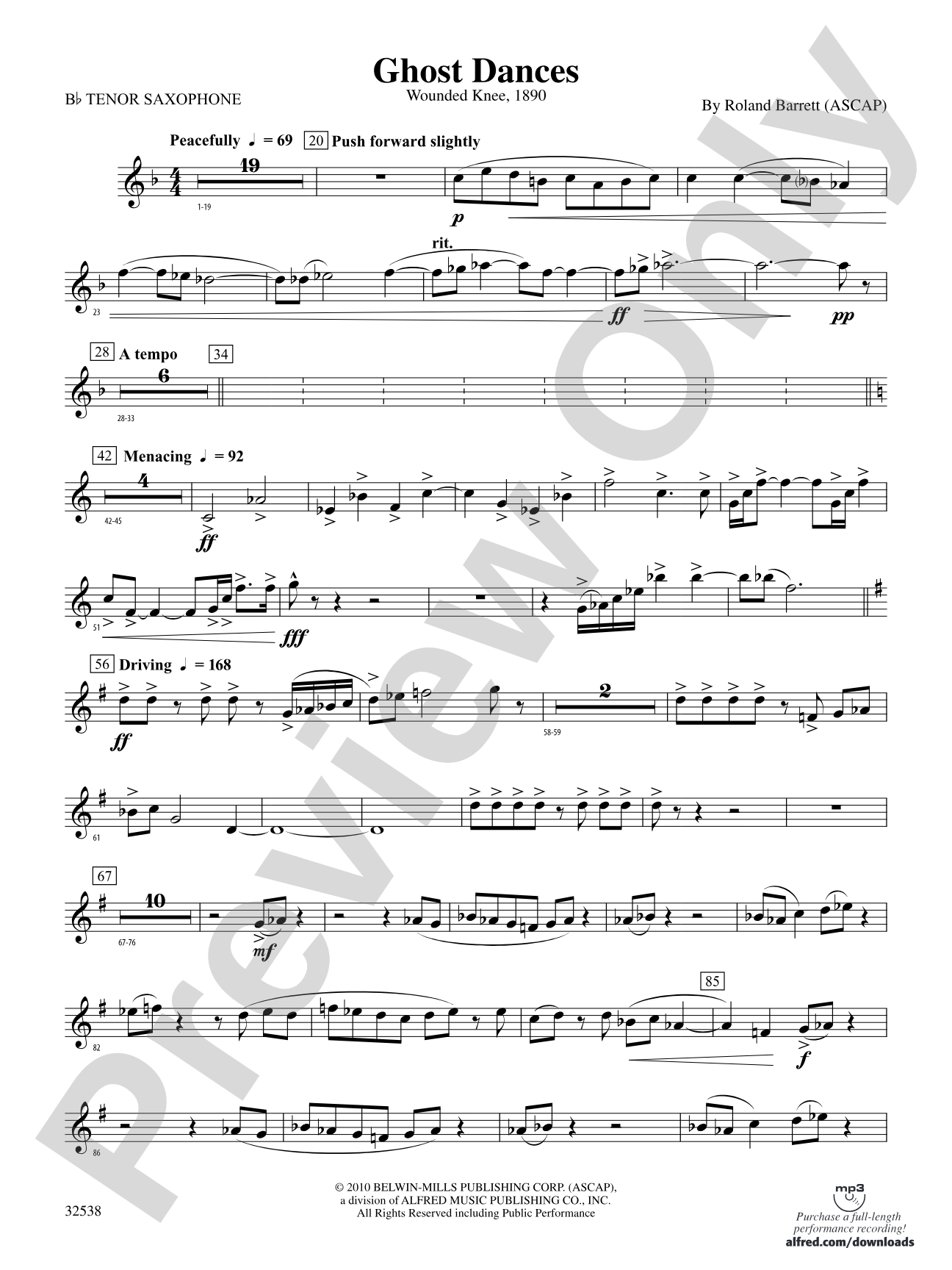 Ghost Dances: B-flat Tenor Saxophone