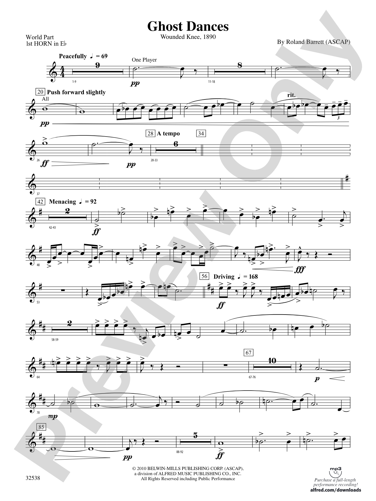Ghost Dances: (wp) 1st Horn in E-flat