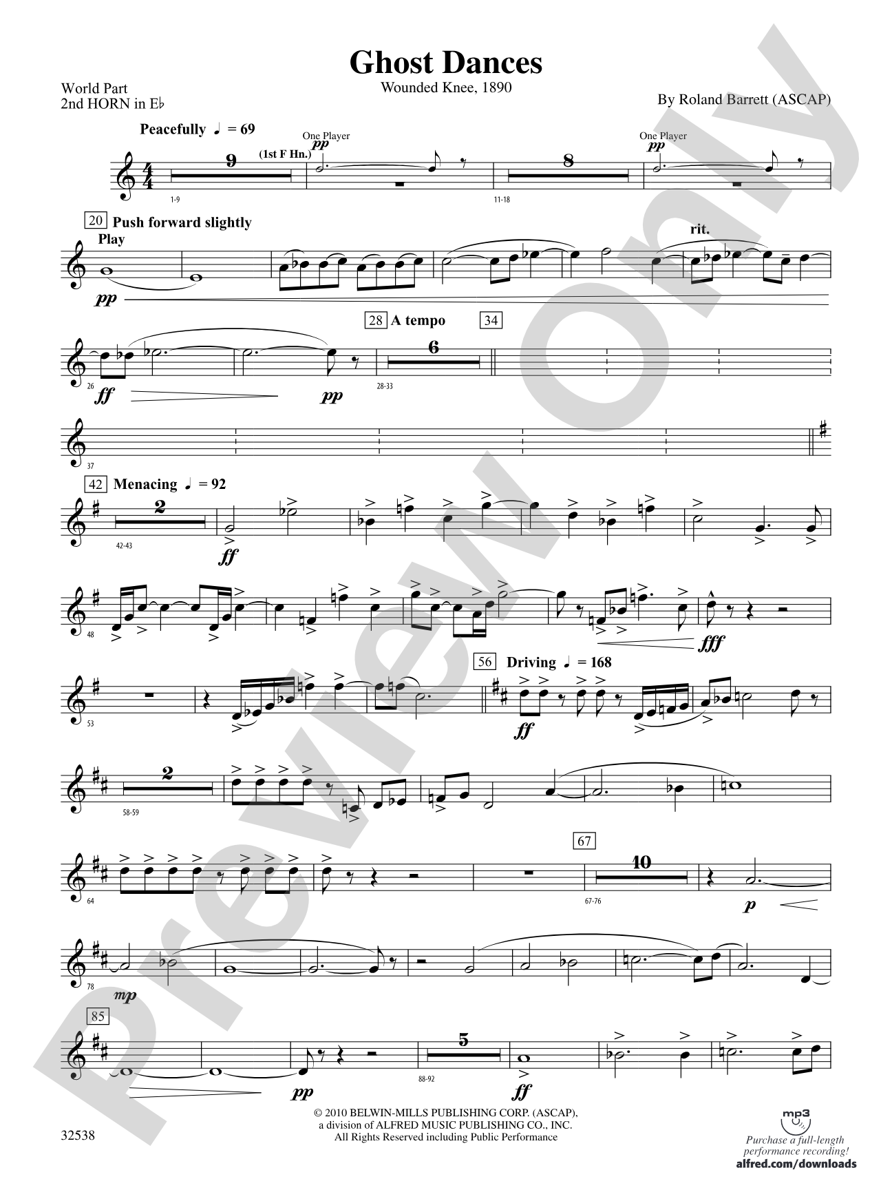 Ghost Dances: (wp) 2nd Horn in E-flat