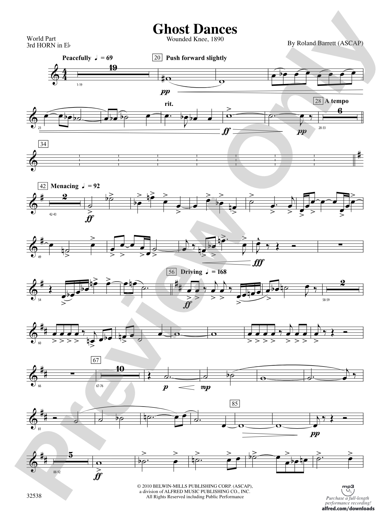 Ghost Dances: (wp) 3rd Horn in E-flat