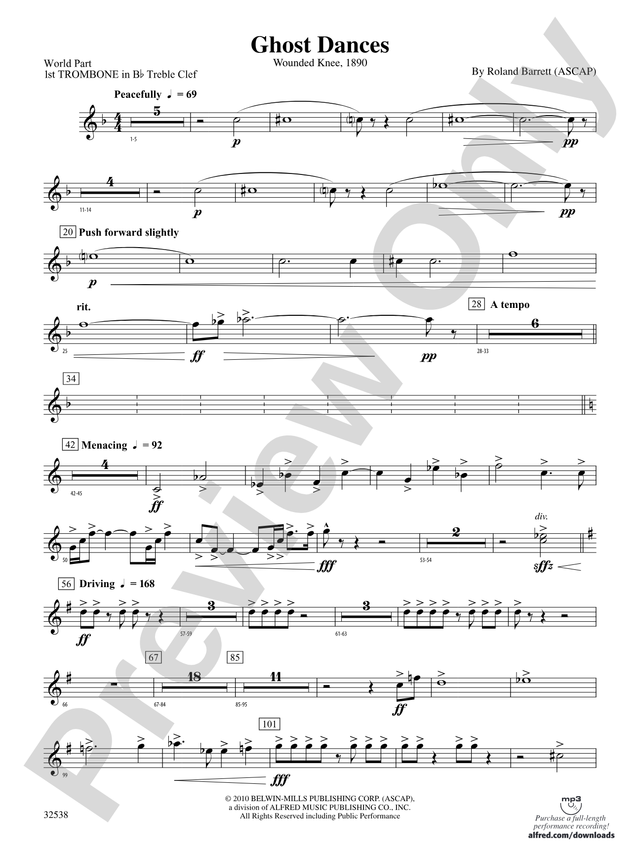 Ghost Dances: (wp) 1st B-flat Trombone T.C.