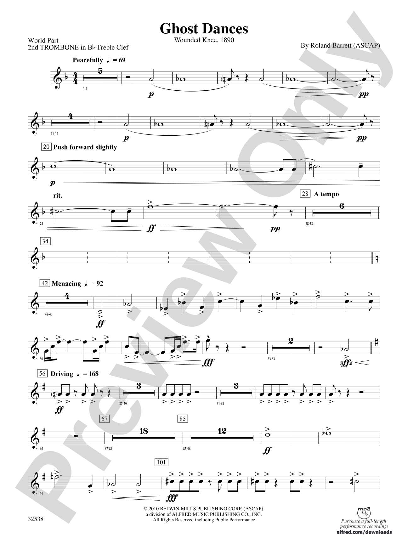 Ghost Dances: (wp) 2nd B-flat Trombone T.C.