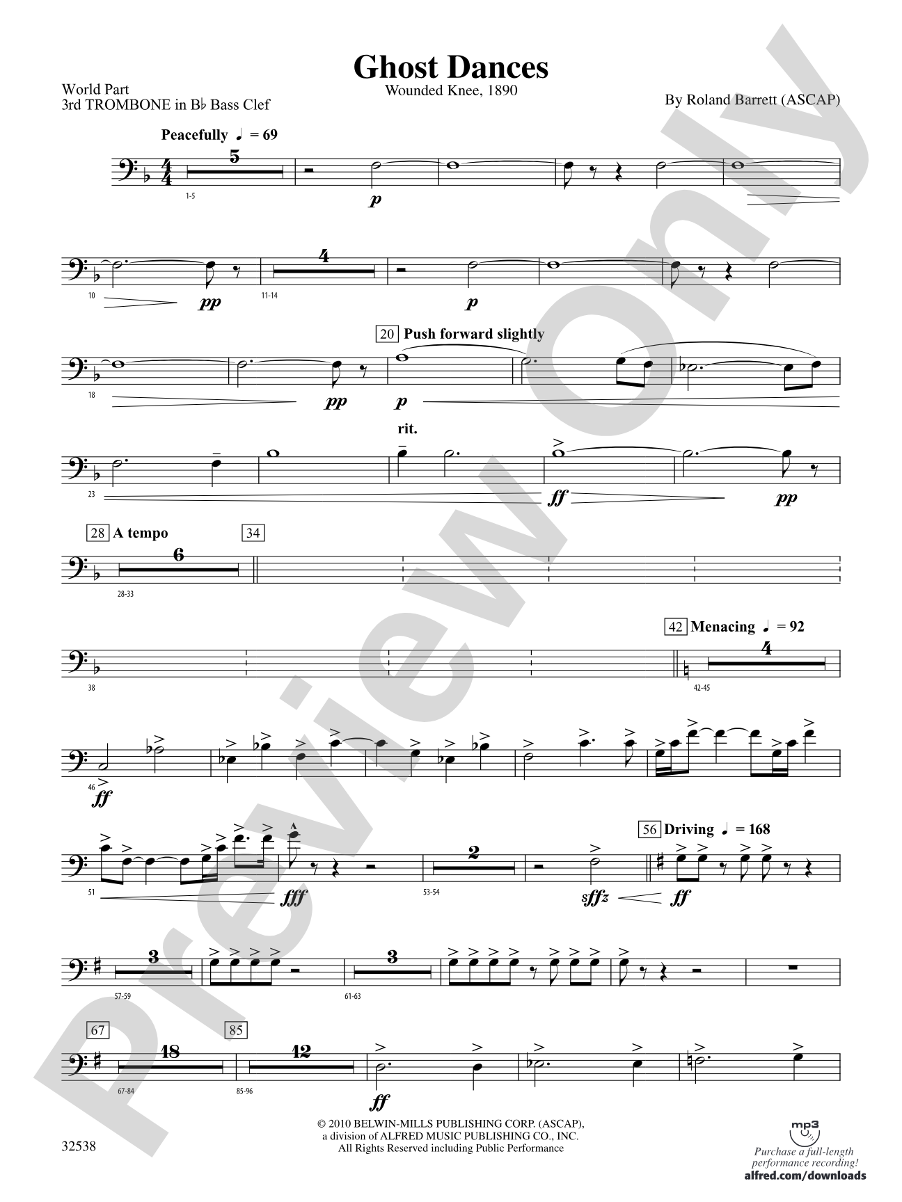 Ghost Dances: (wp) 3rd B-flat Trombone B.C.