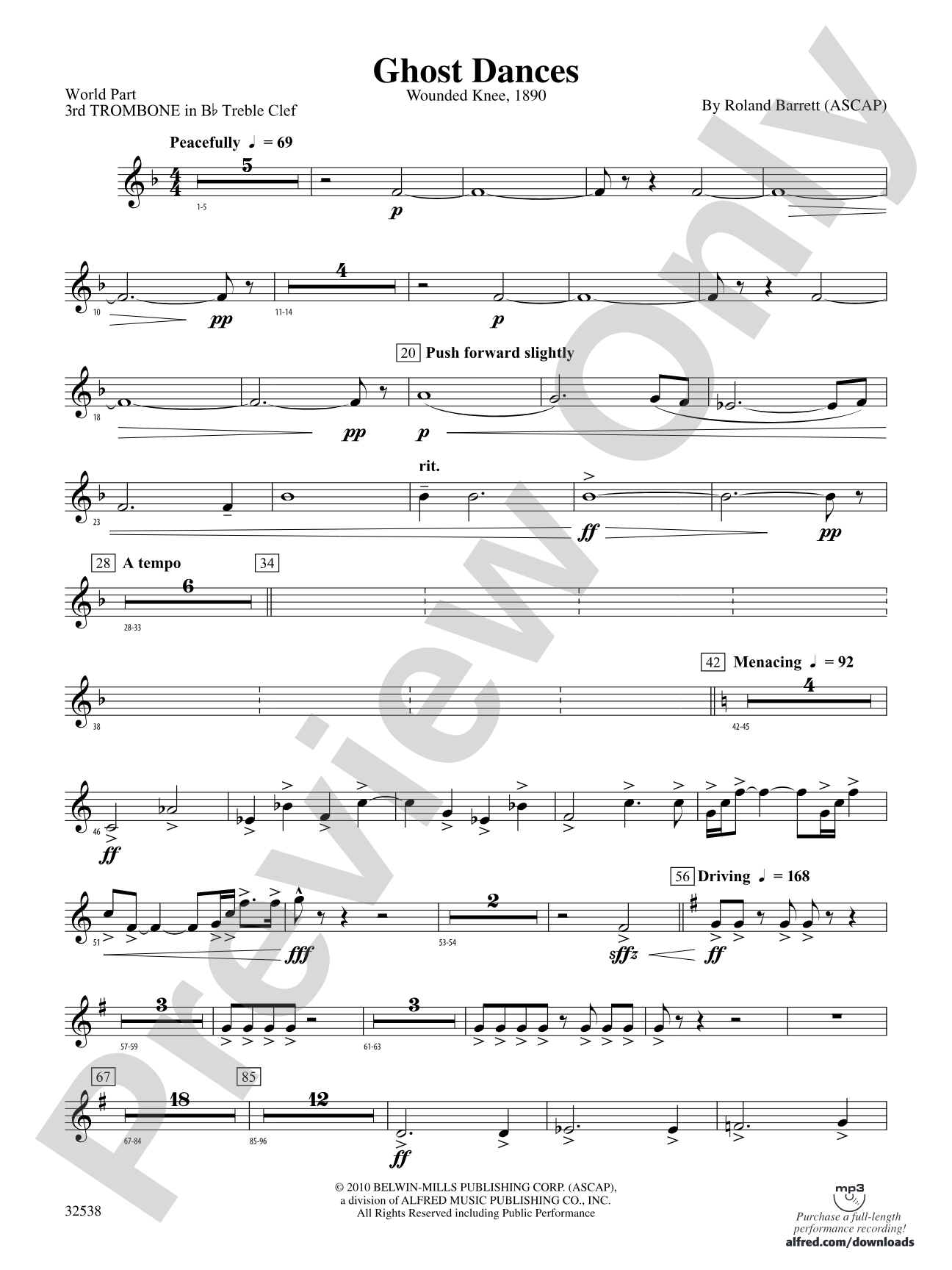 Ghost Dances: (wp) 3rd B-flat Trombone T.C.