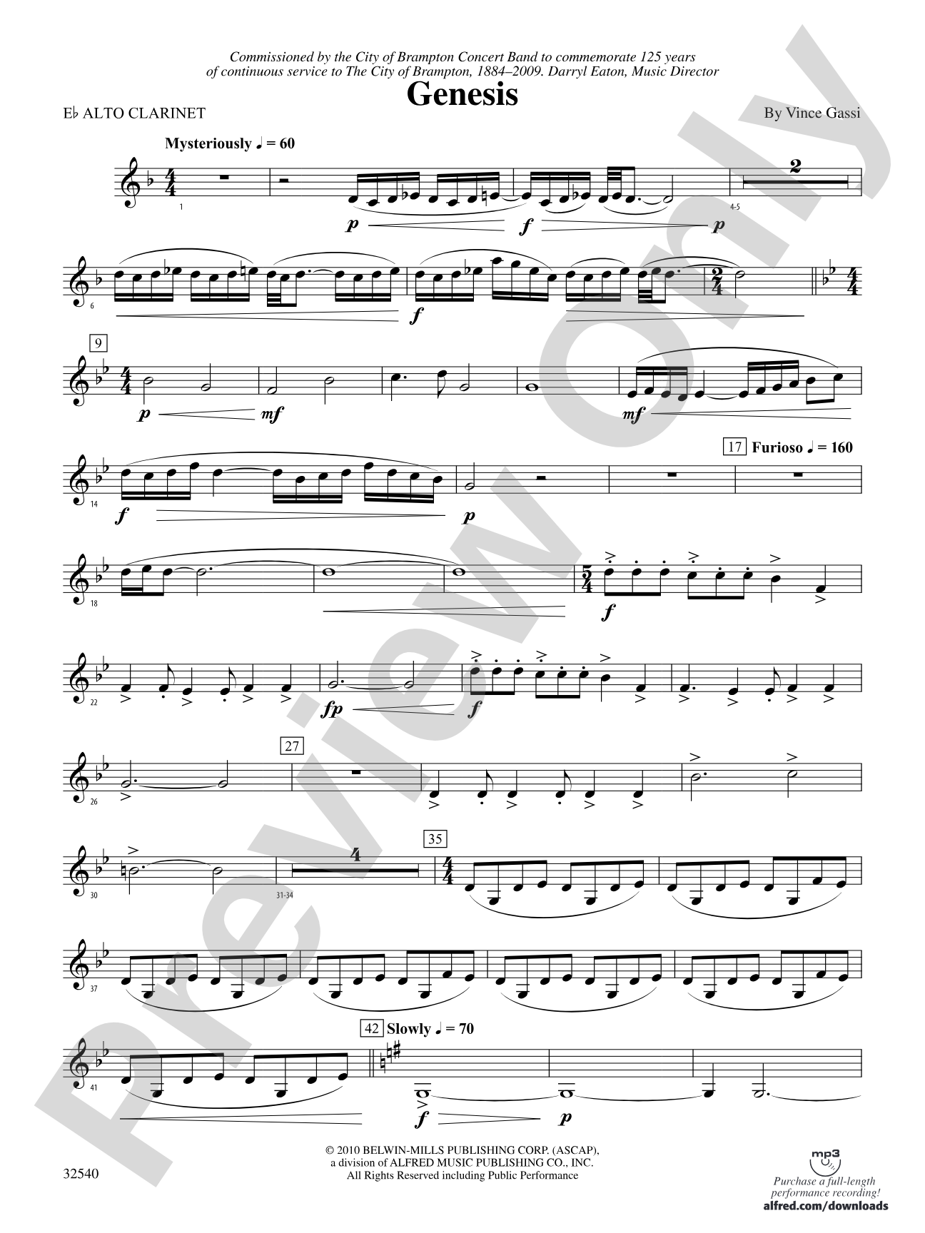 Genesis: (wp) E-flat Alto Clarinet