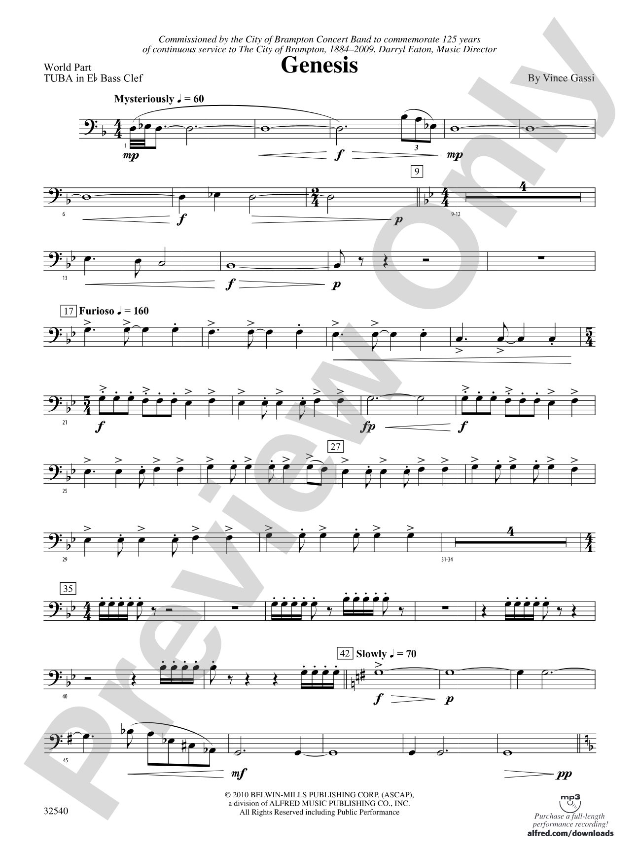 Genesis: (wp) E-flat Tuba B.C.
