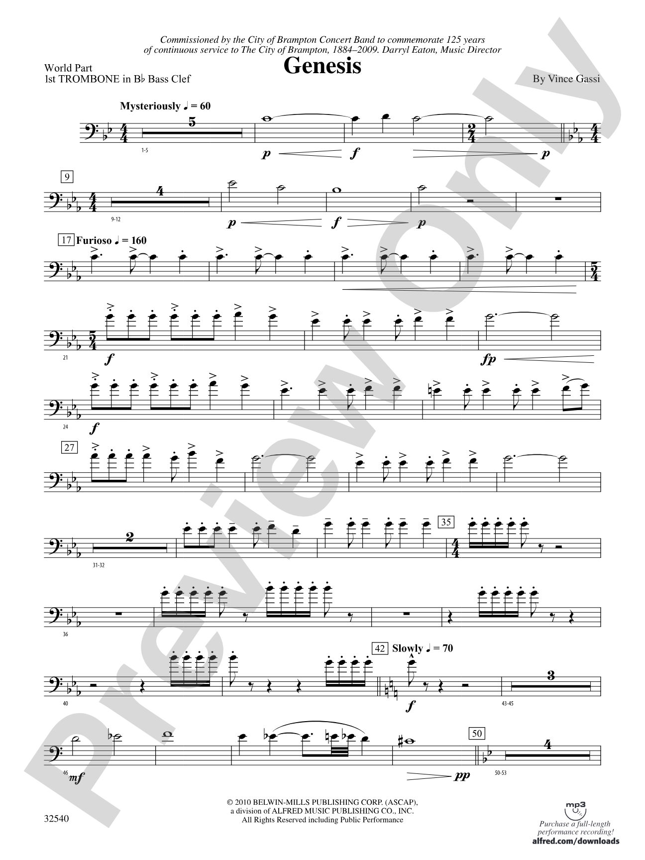Genesis: (wp) 1st B-flat Trombone B.C.