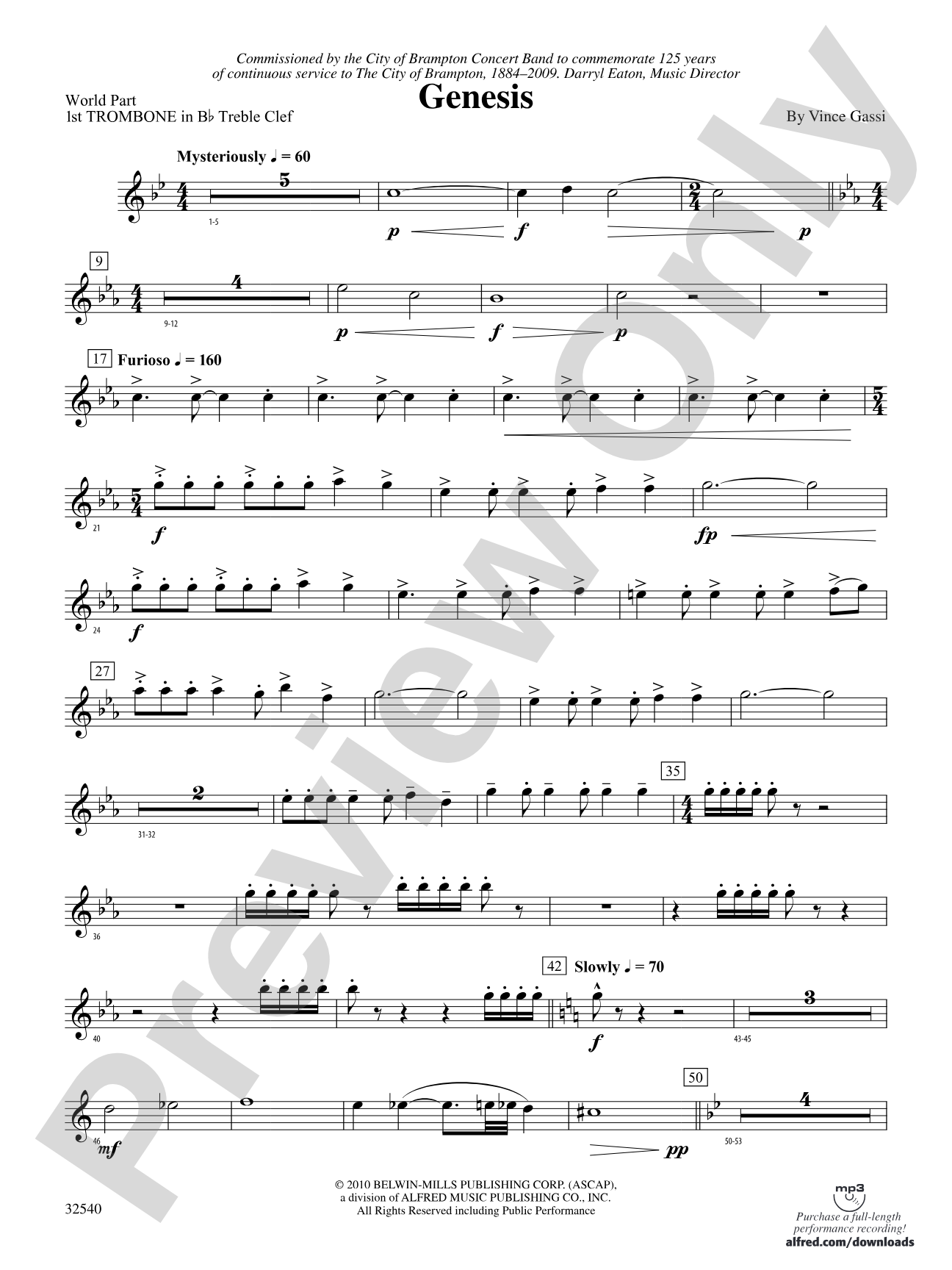 Genesis: (wp) 1st B-flat Trombone T.C.