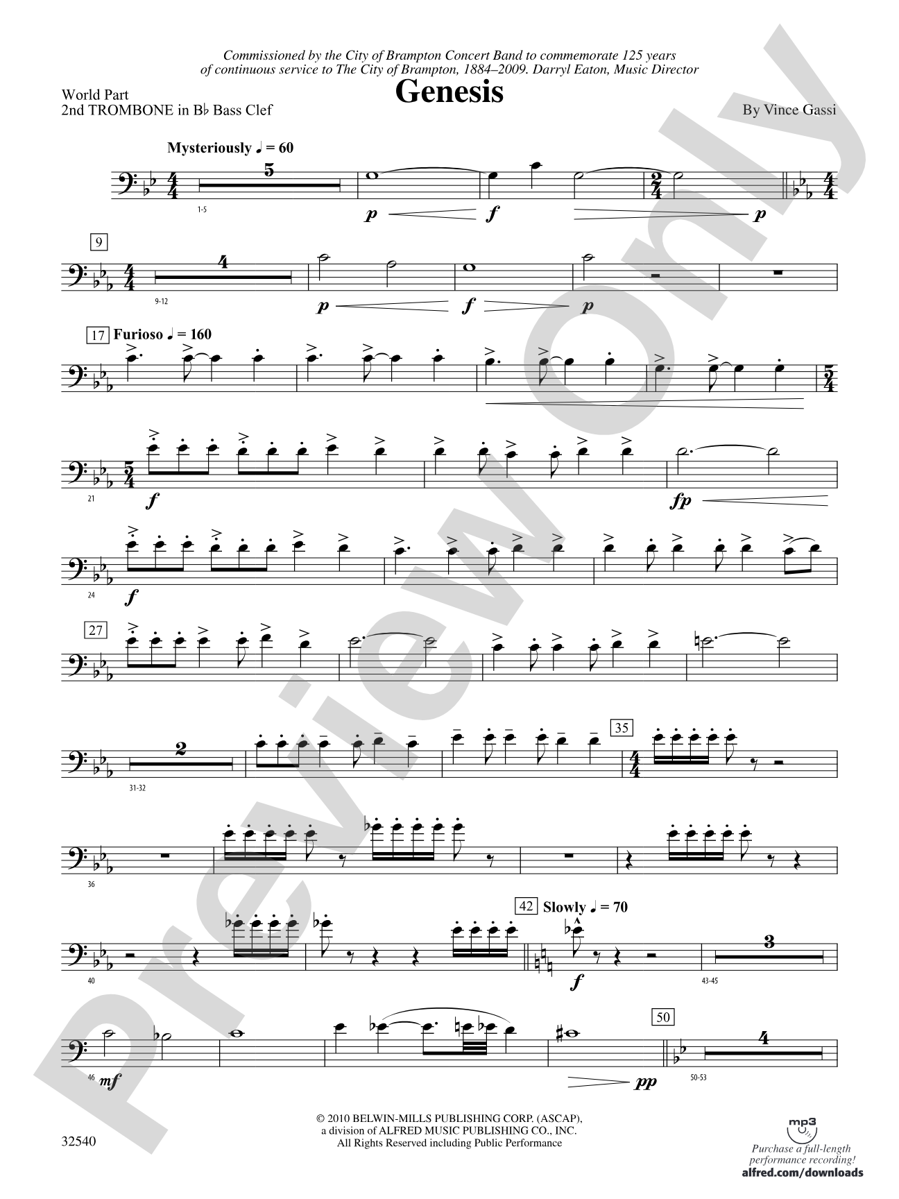 Genesis: (wp) 2nd B-flat Trombone B.C.