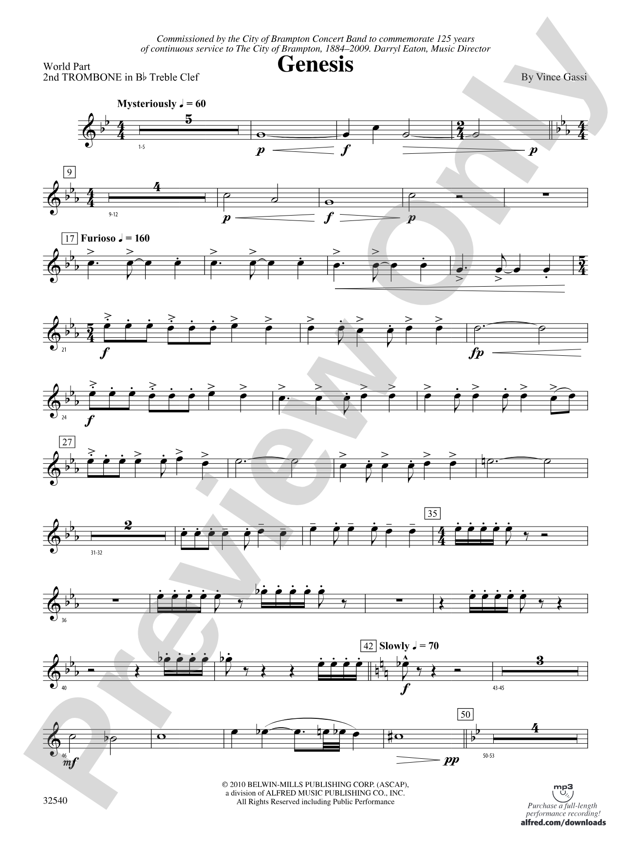 Genesis: (wp) 2nd B-flat Trombone T.C.