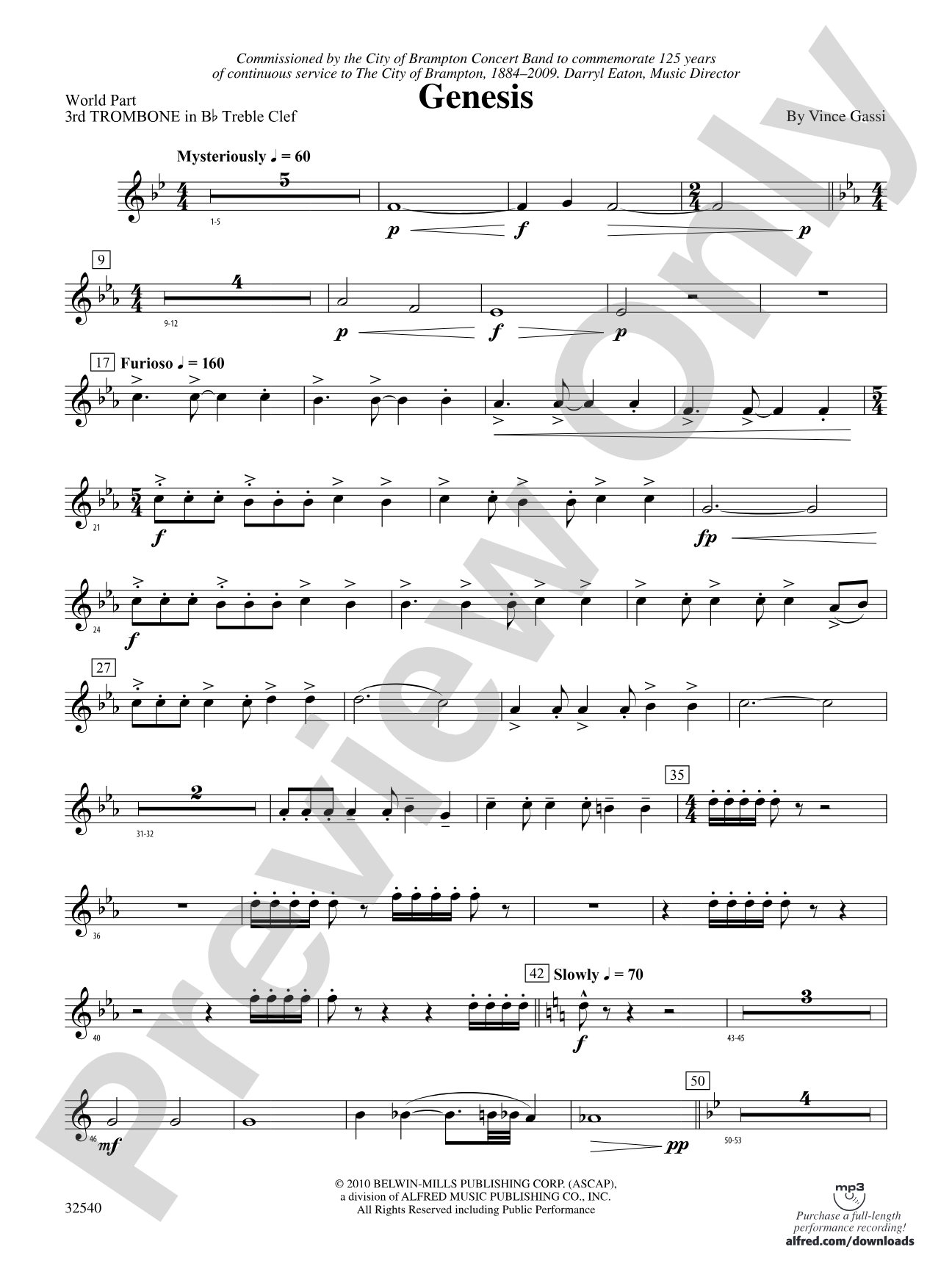 Genesis: (wp) 3rd B-flat Trombone T.C.
