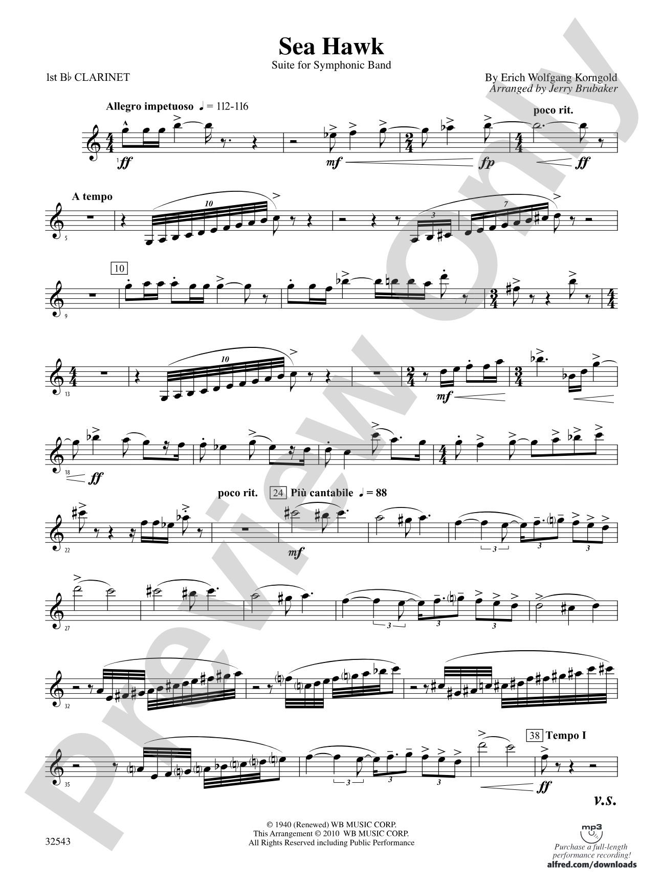 Sea Hawk: 1st B-flat Clarinet