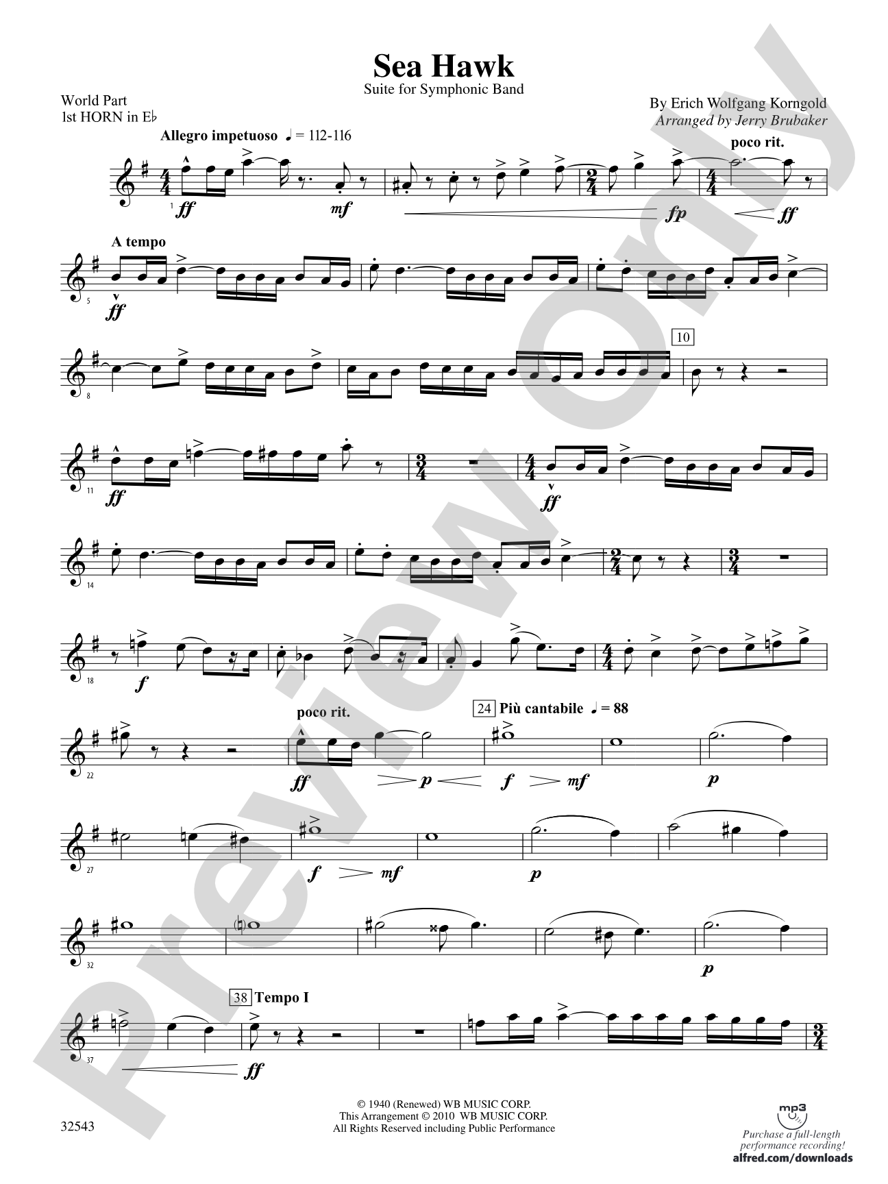 Sea Hawk: (wp) 1st Horn in E-flat