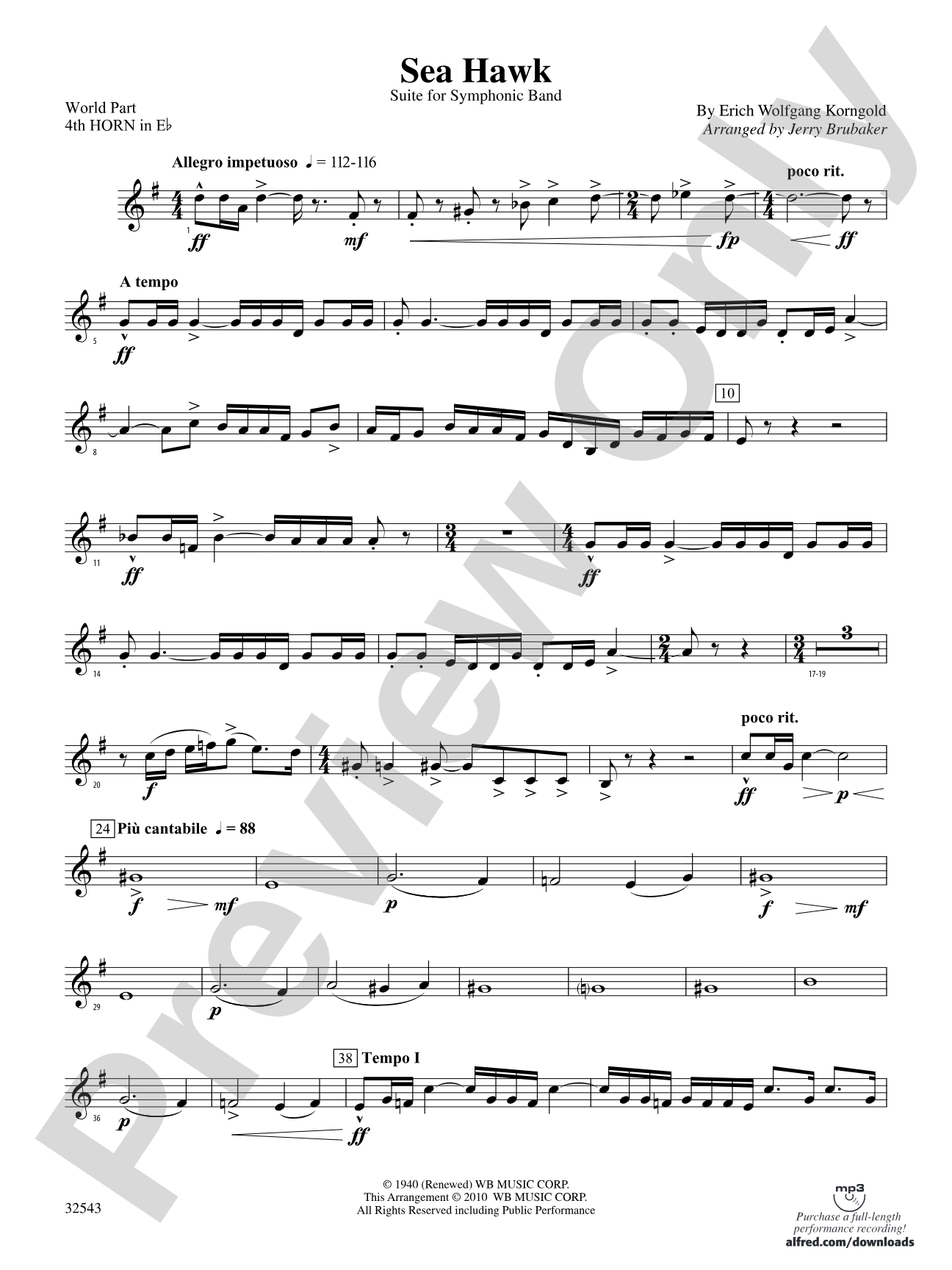 Sea Hawk: (wp) 4th Horn in E-flat