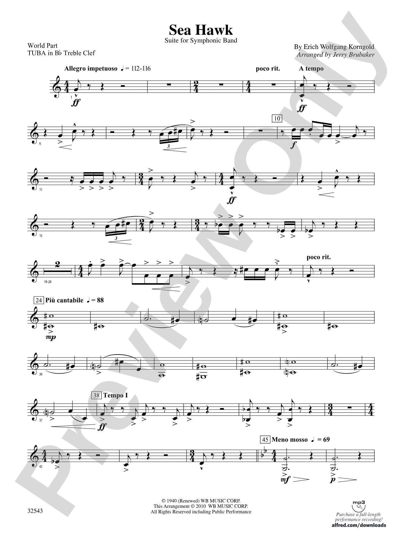 Sea Hawk: (wp) B-flat Tuba T.C.