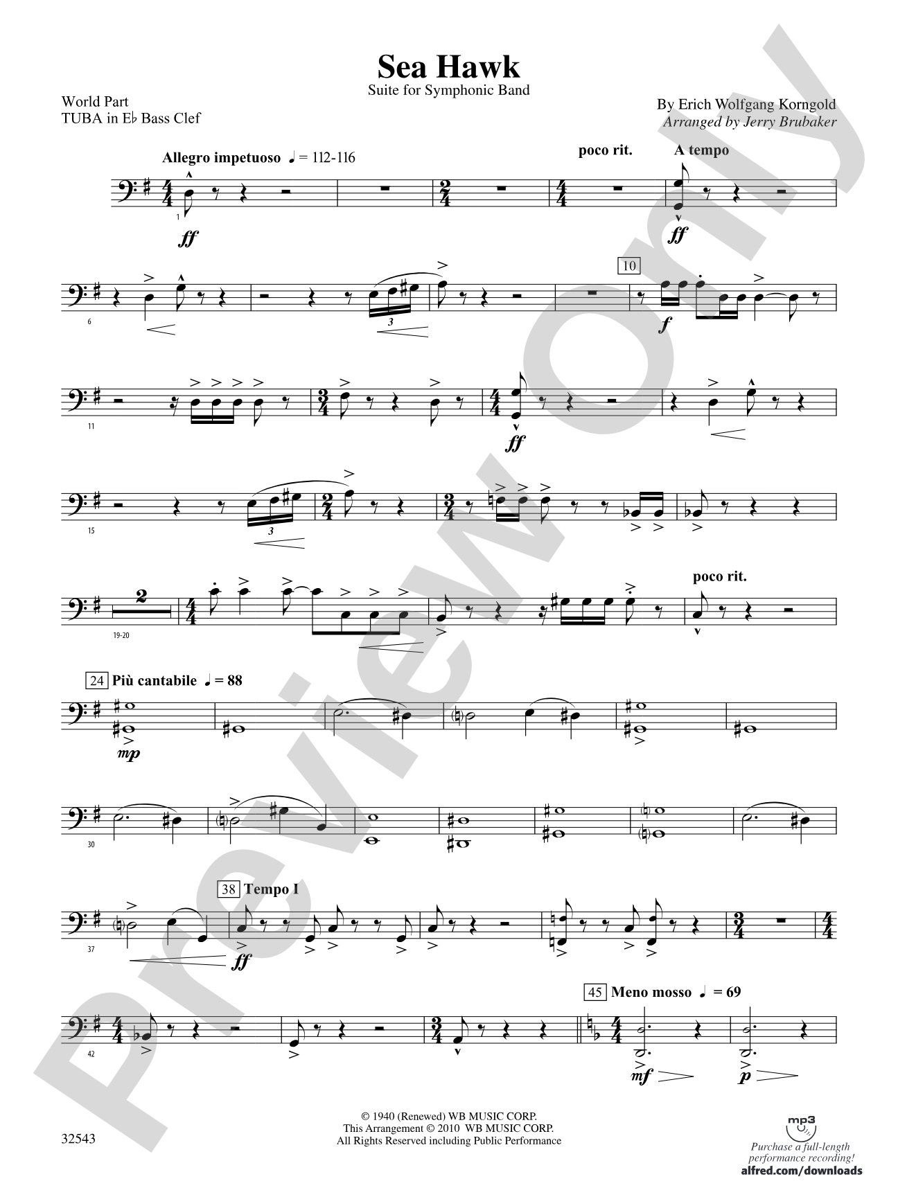 Sea Hawk: (wp) E-flat Tuba B.C.