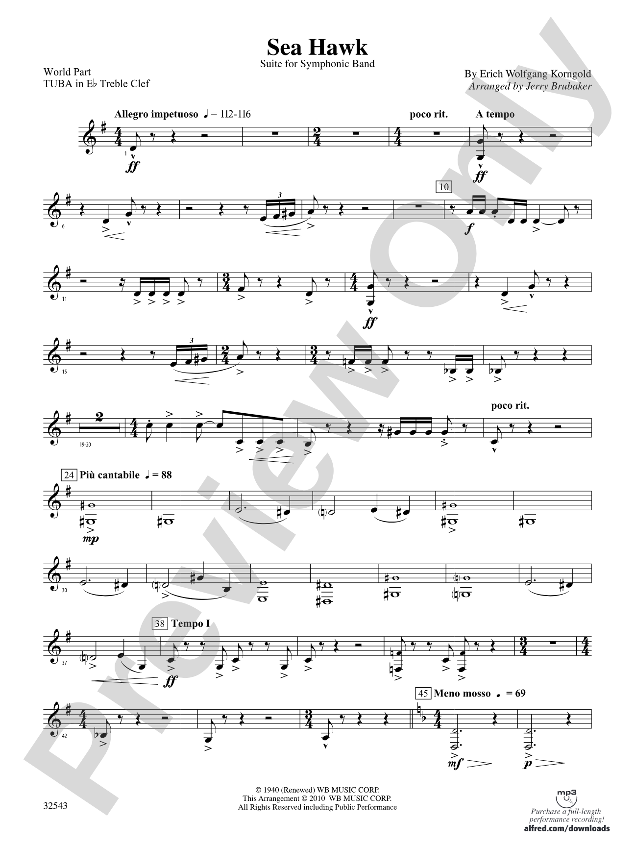 Sea Hawk: (wp) E-flat Tuba T.C.