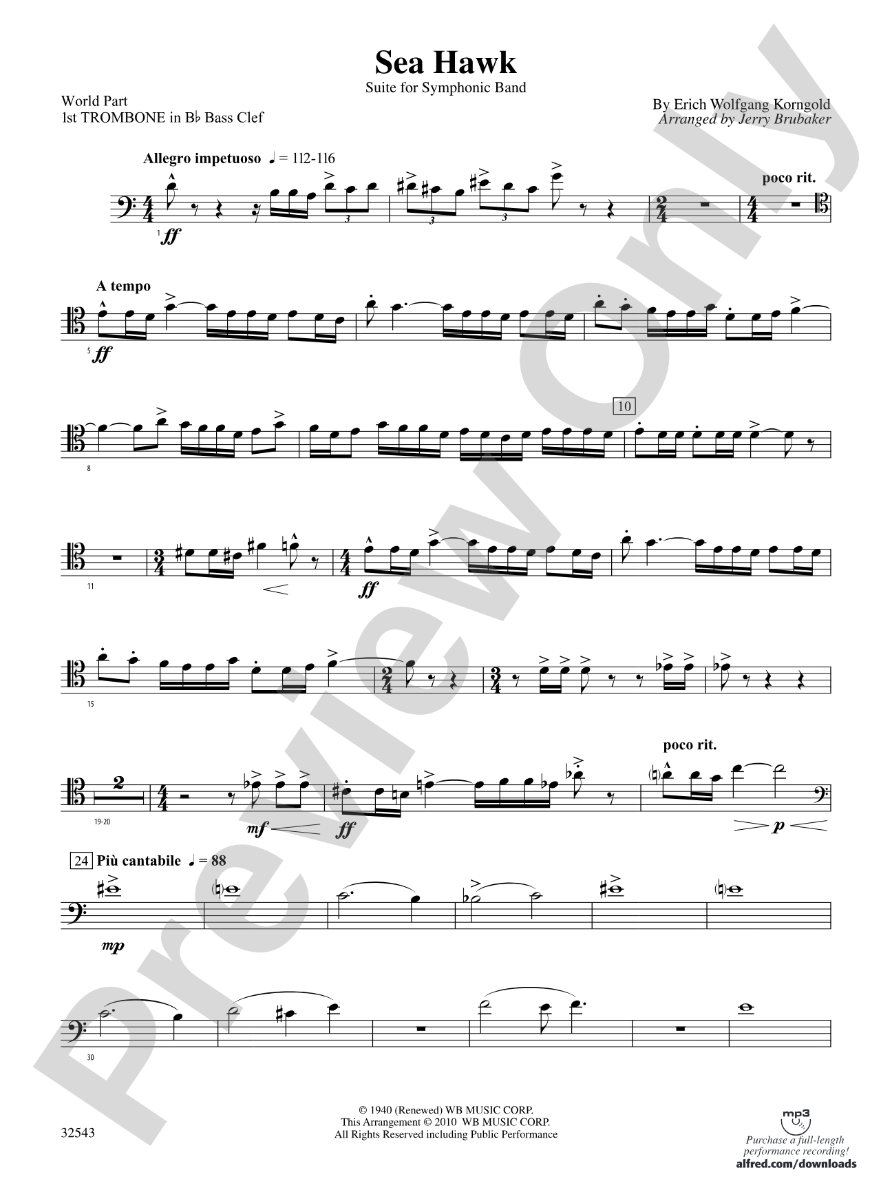 Sea Hawk: (wp) 1st B-flat Trombone B.C.