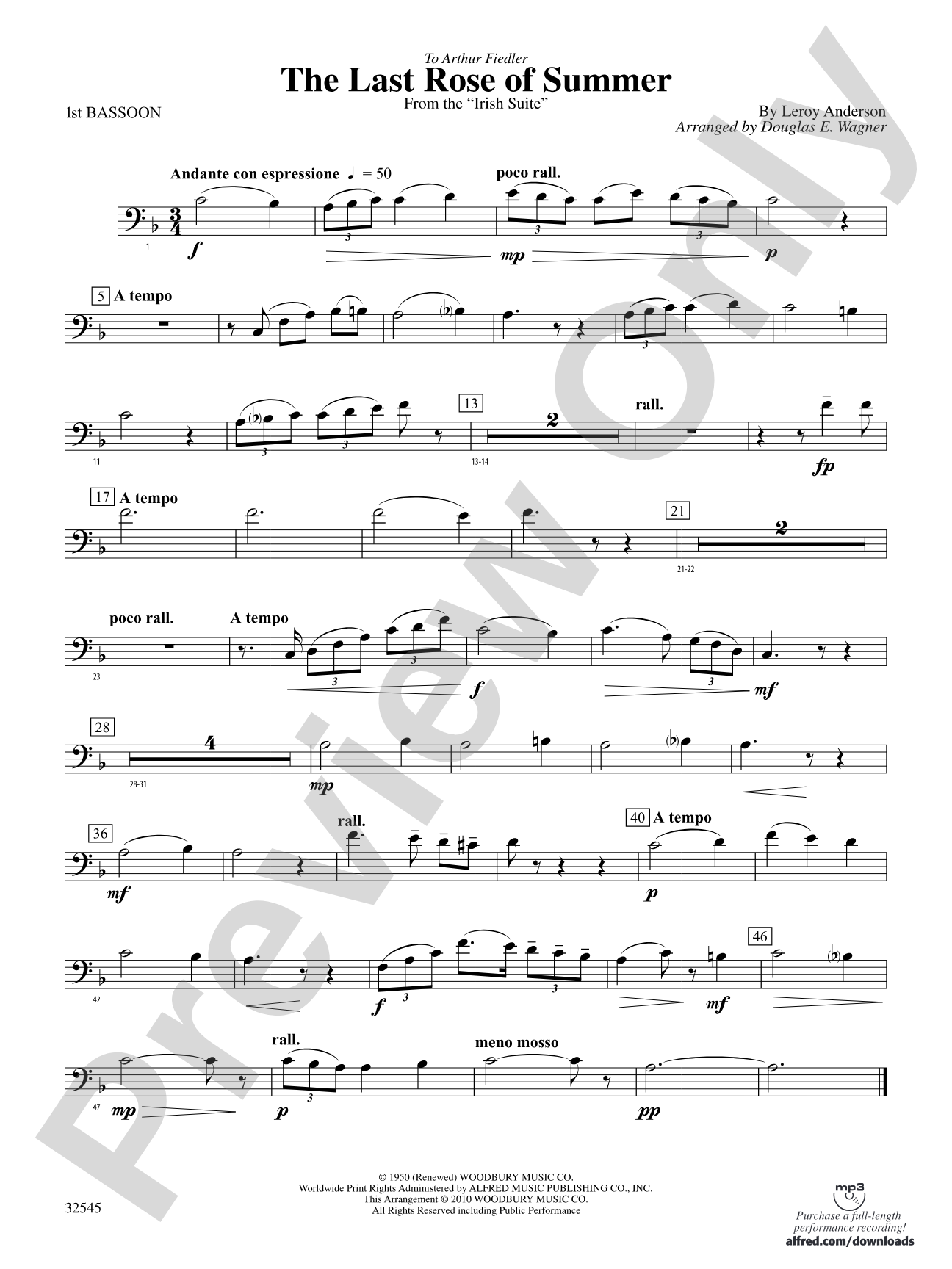 The Last Rose of Summer (from the Irish Suite): Bassoon