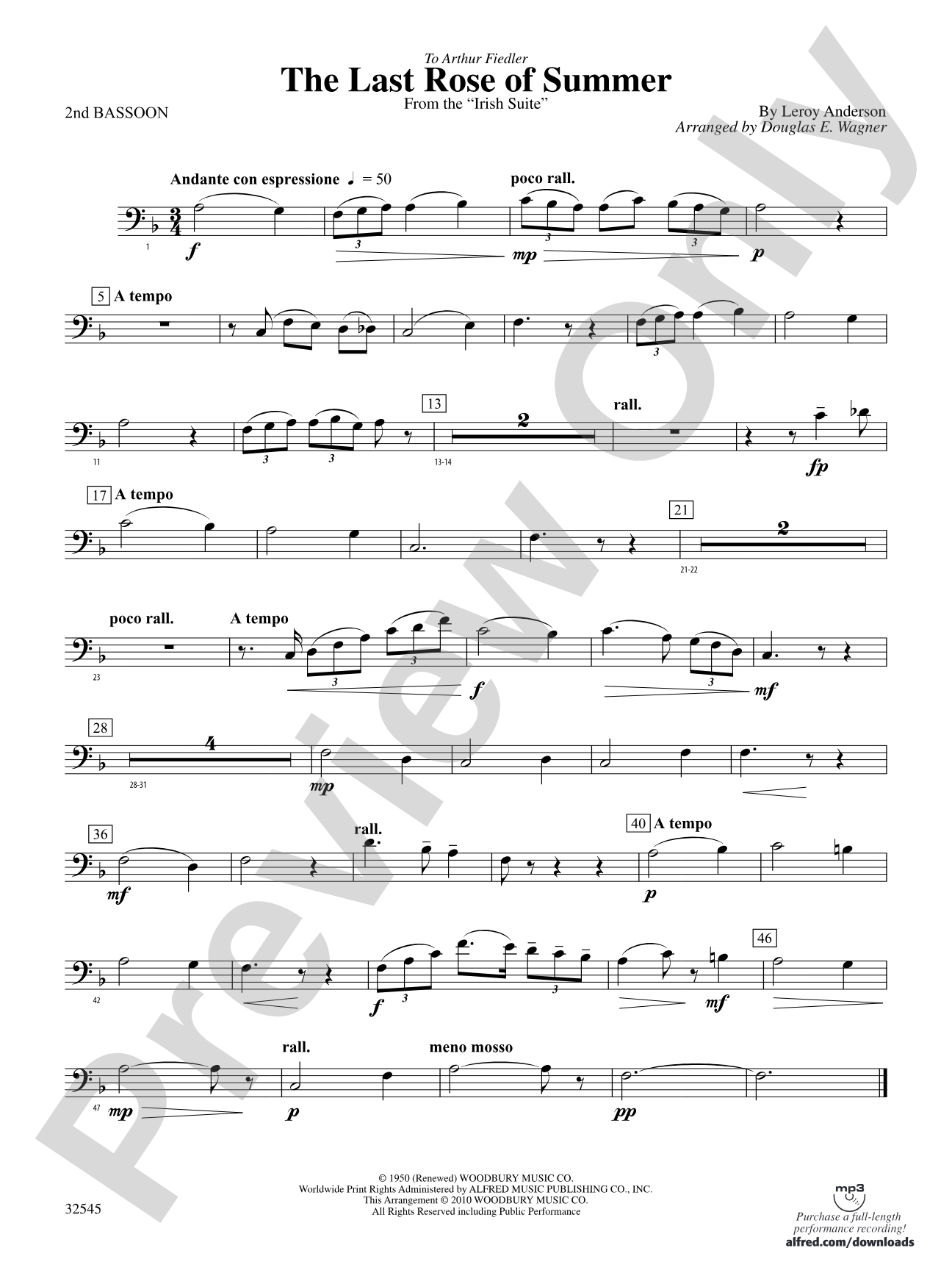 The Last Rose of Summer (from the Irish Suite): 2nd Bassoon