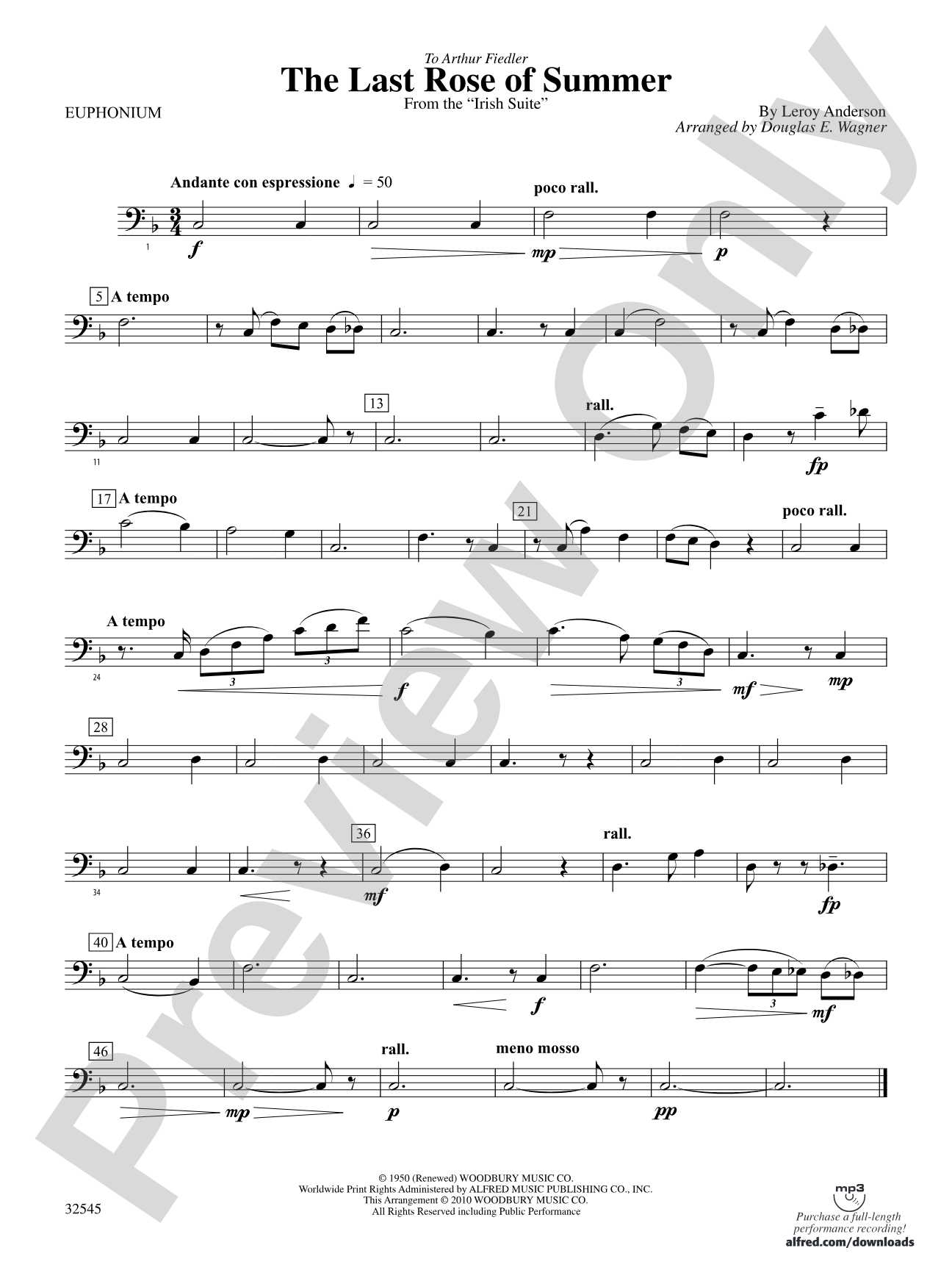 The Last Rose of Summer (from the Irish Suite): Baritone B.C.