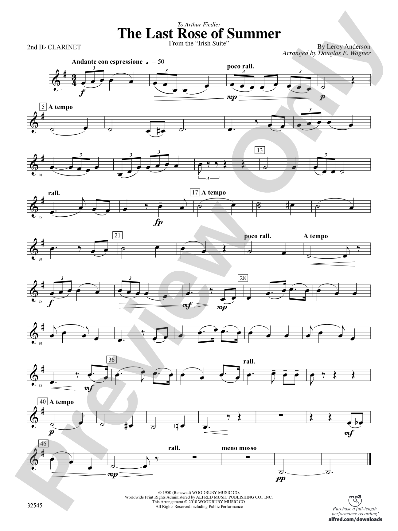 The Last Rose of Summer (from the Irish Suite): 2nd B-flat Clarinet