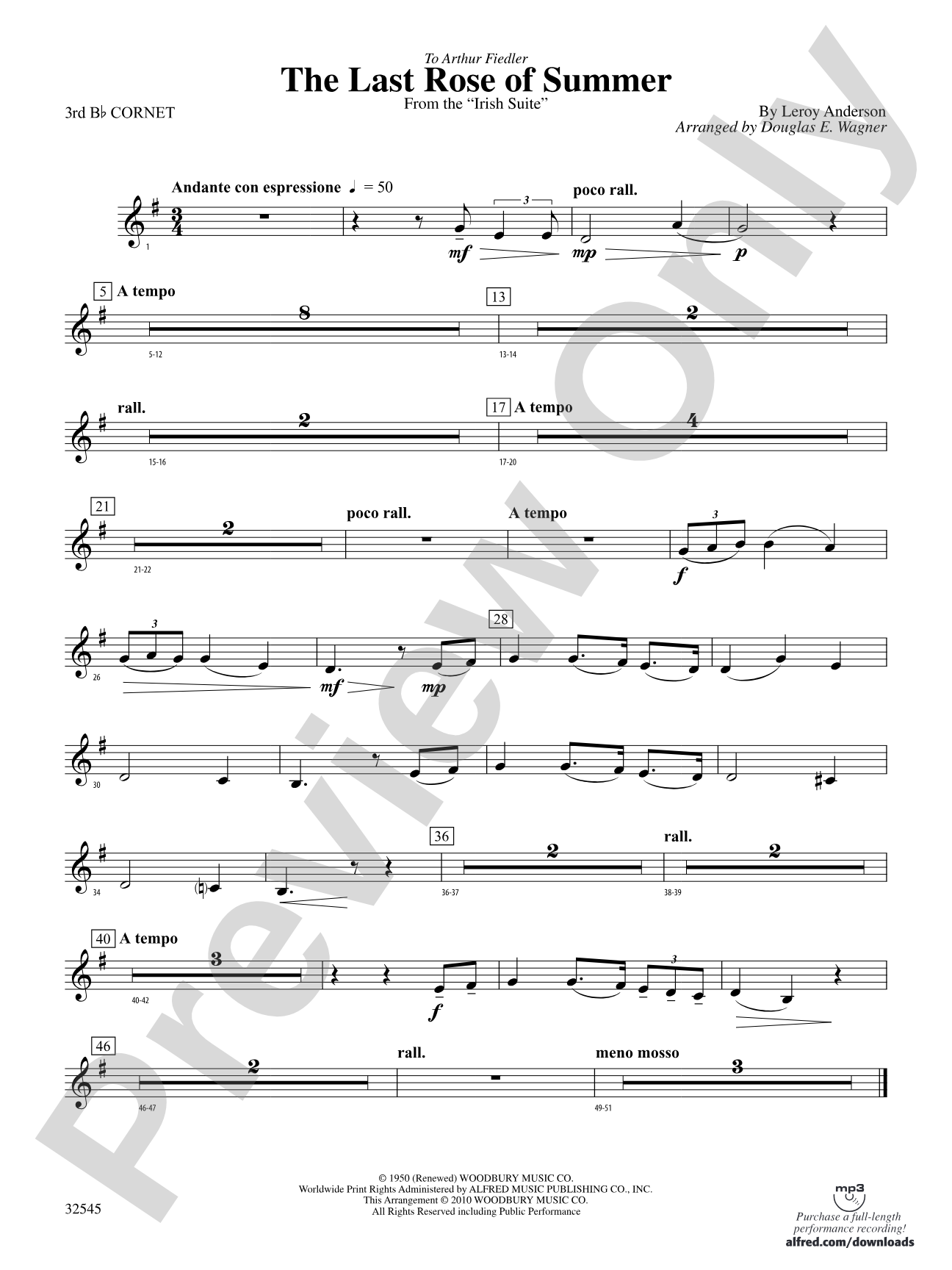 The Last Rose of Summer (from the Irish Suite): 3rd B-flat Cornet