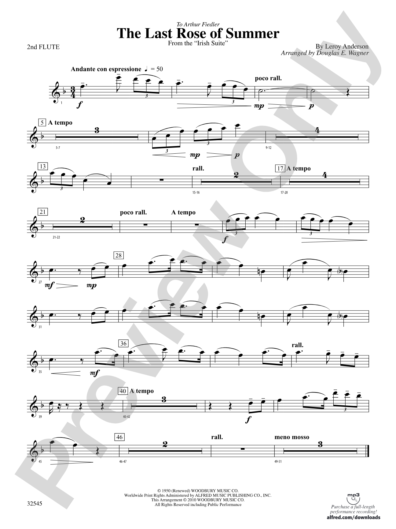 The Last Rose of Summer (from the Irish Suite): 2nd Flute