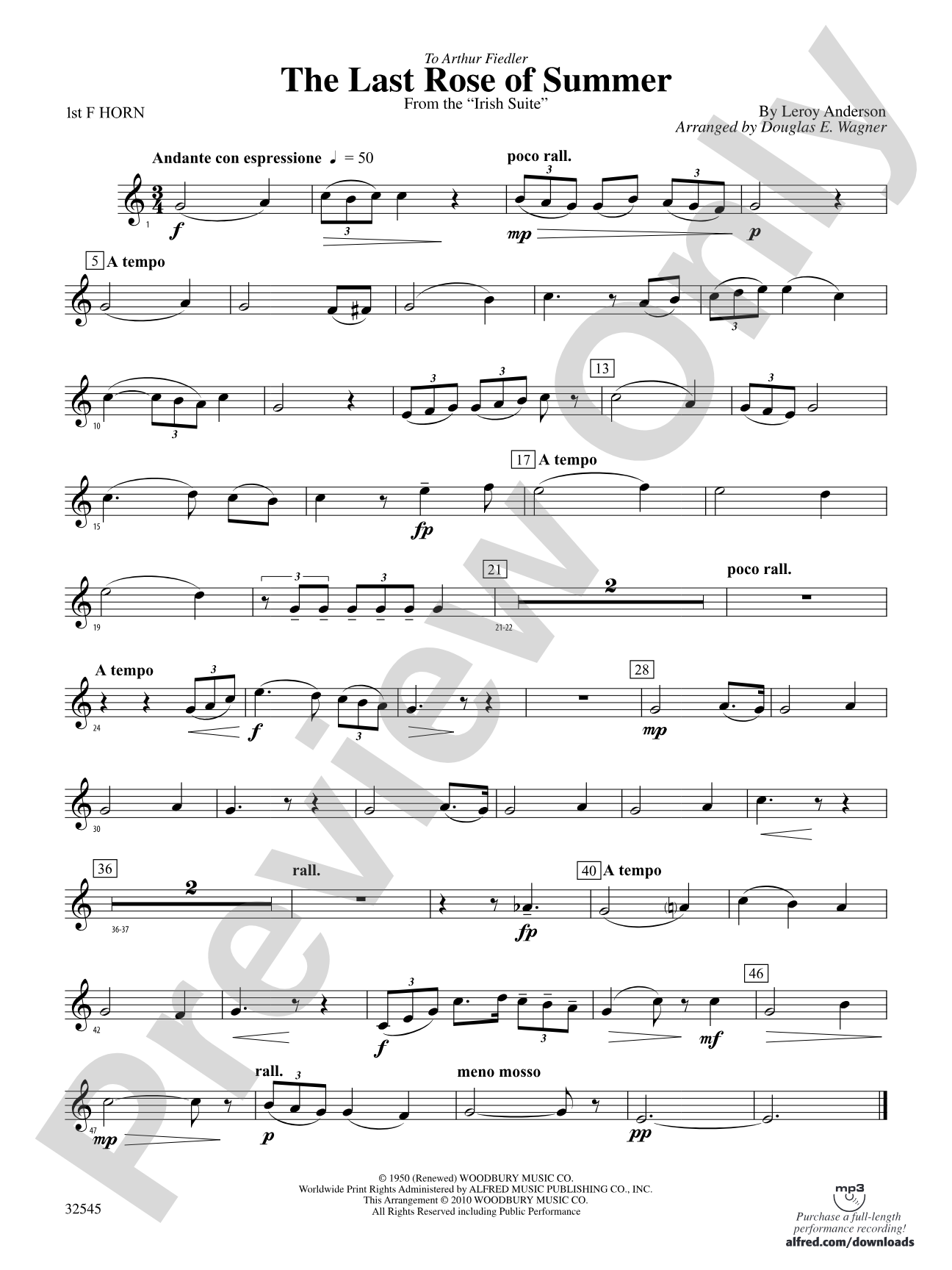 The Last Rose of Summer (from the Irish Suite): 1st F Horn