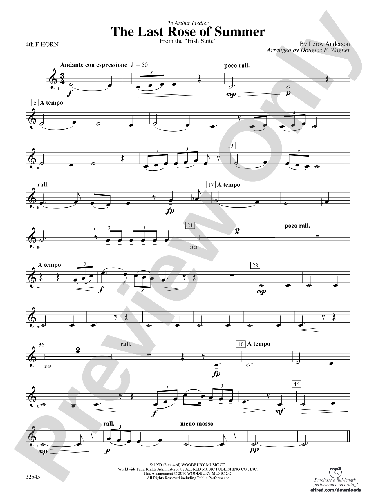 The Last Rose of Summer (from the Irish Suite): 4th F Horn