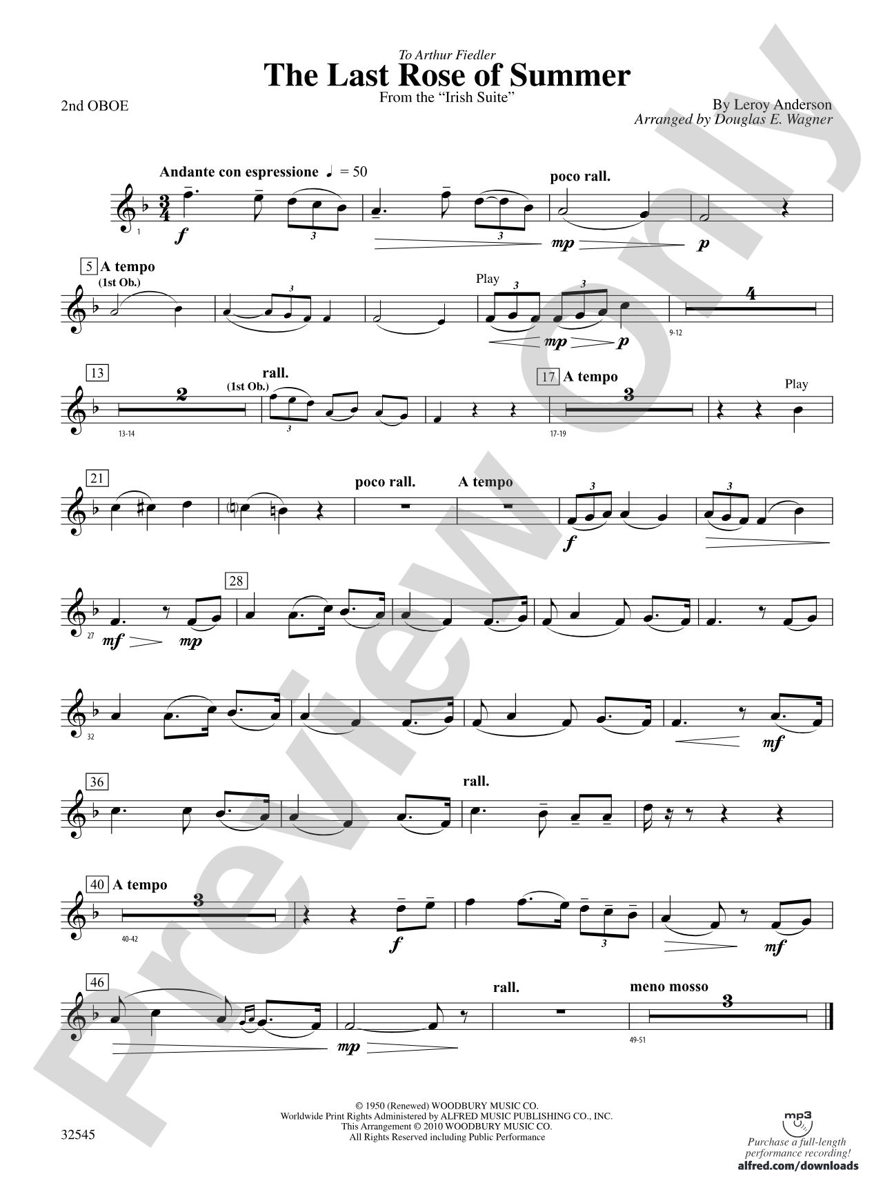The Last Rose of Summer (from the Irish Suite): 2nd Oboe
