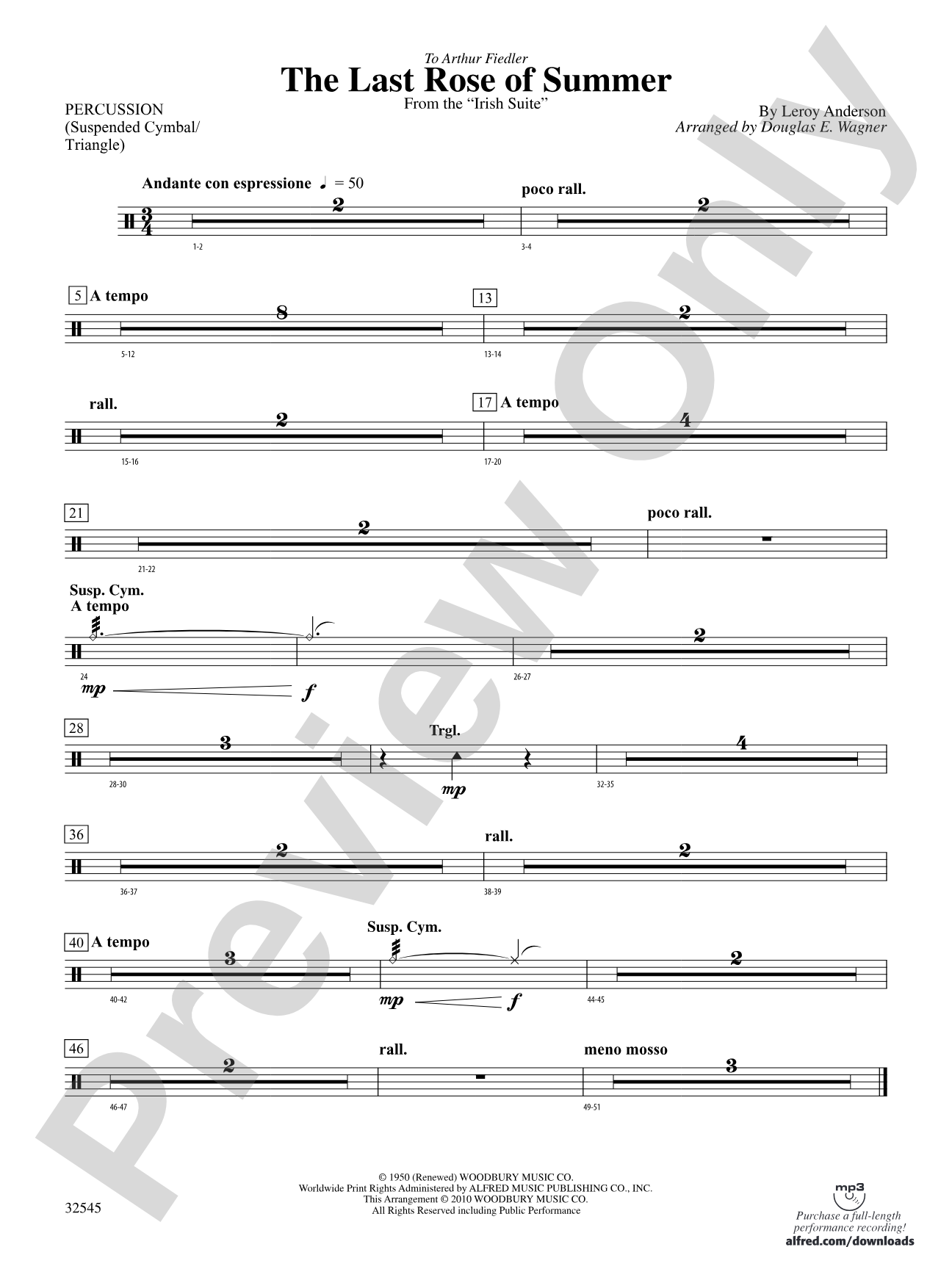 The Last Rose of Summer (from the Irish Suite): 1st Percussion