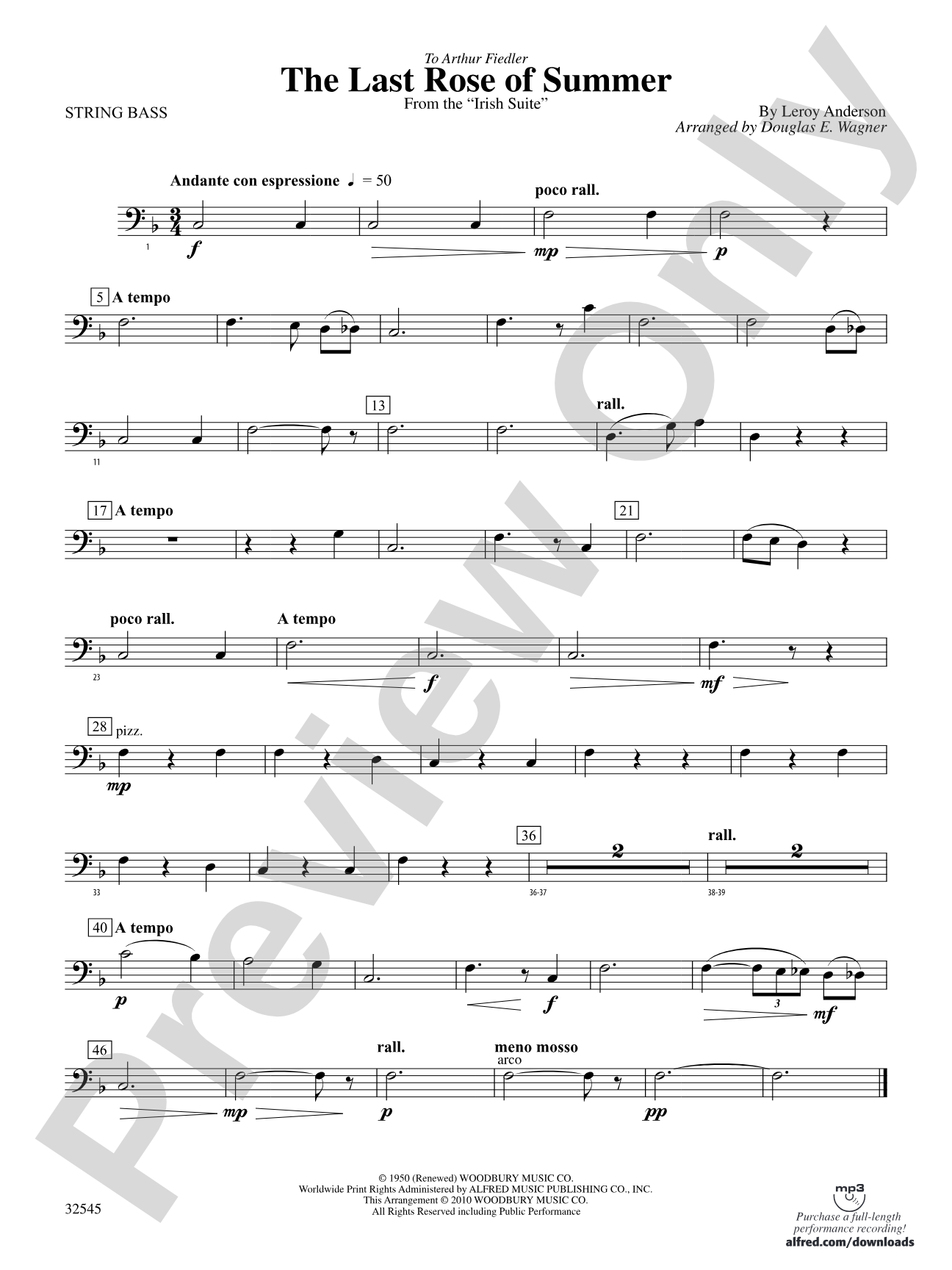 The Last Rose of Summer (from the Irish Suite): String Bass