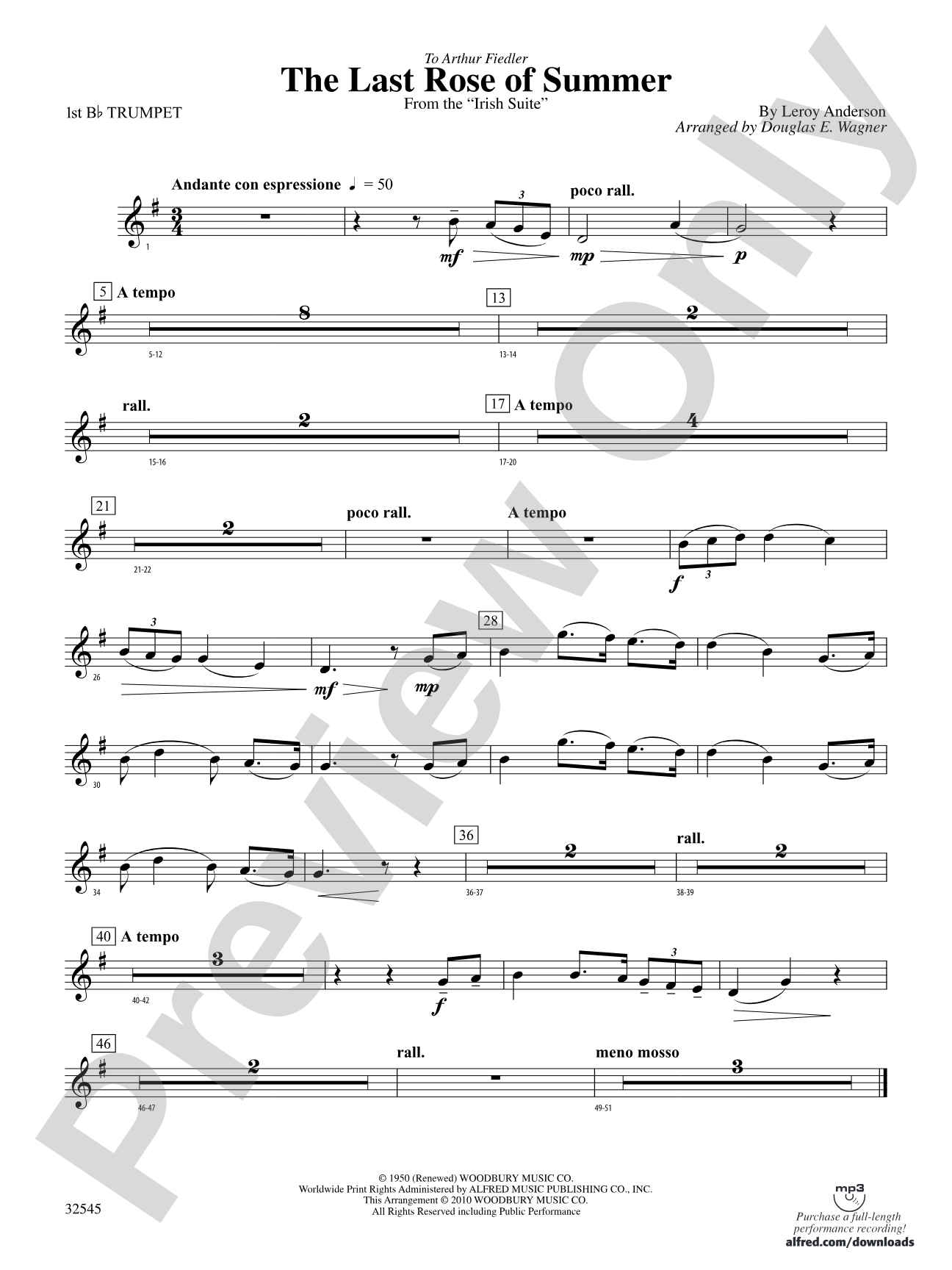 The Last Rose of Summer (from the Irish Suite): 1st B-flat Trumpet