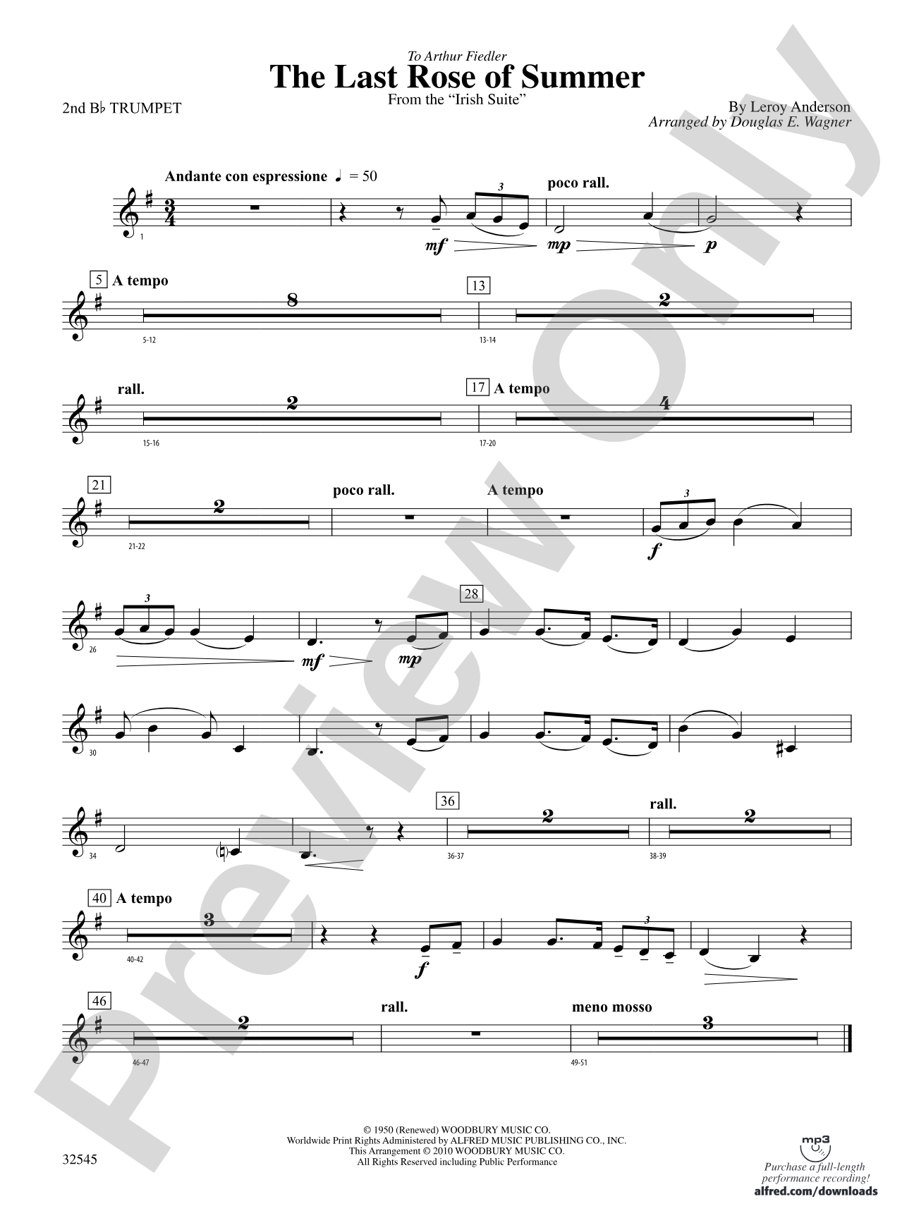 The Last Rose of Summer (from the Irish Suite): 2nd B-flat Trumpet