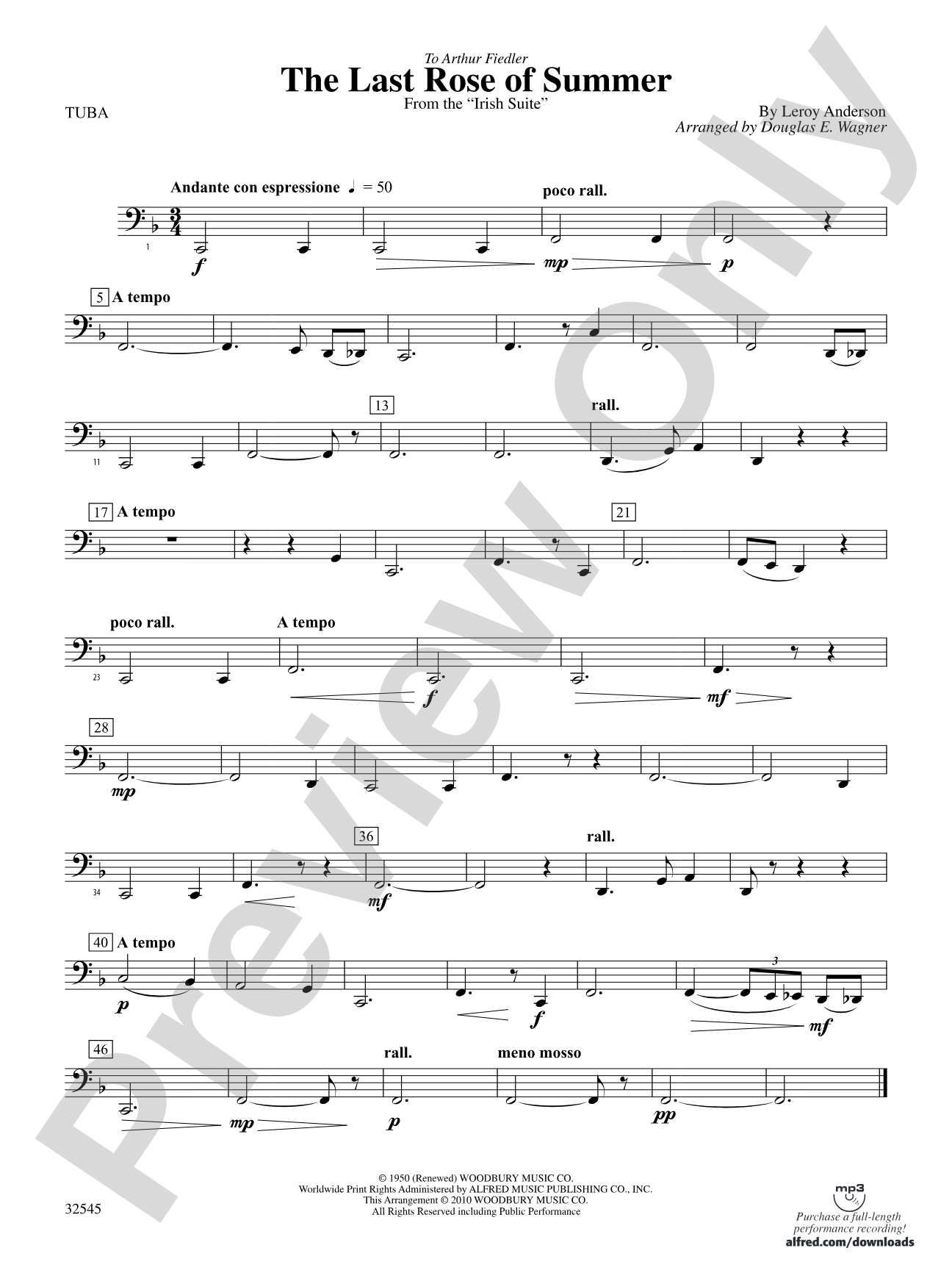 The Last Rose of Summer (from the Irish Suite): Tuba