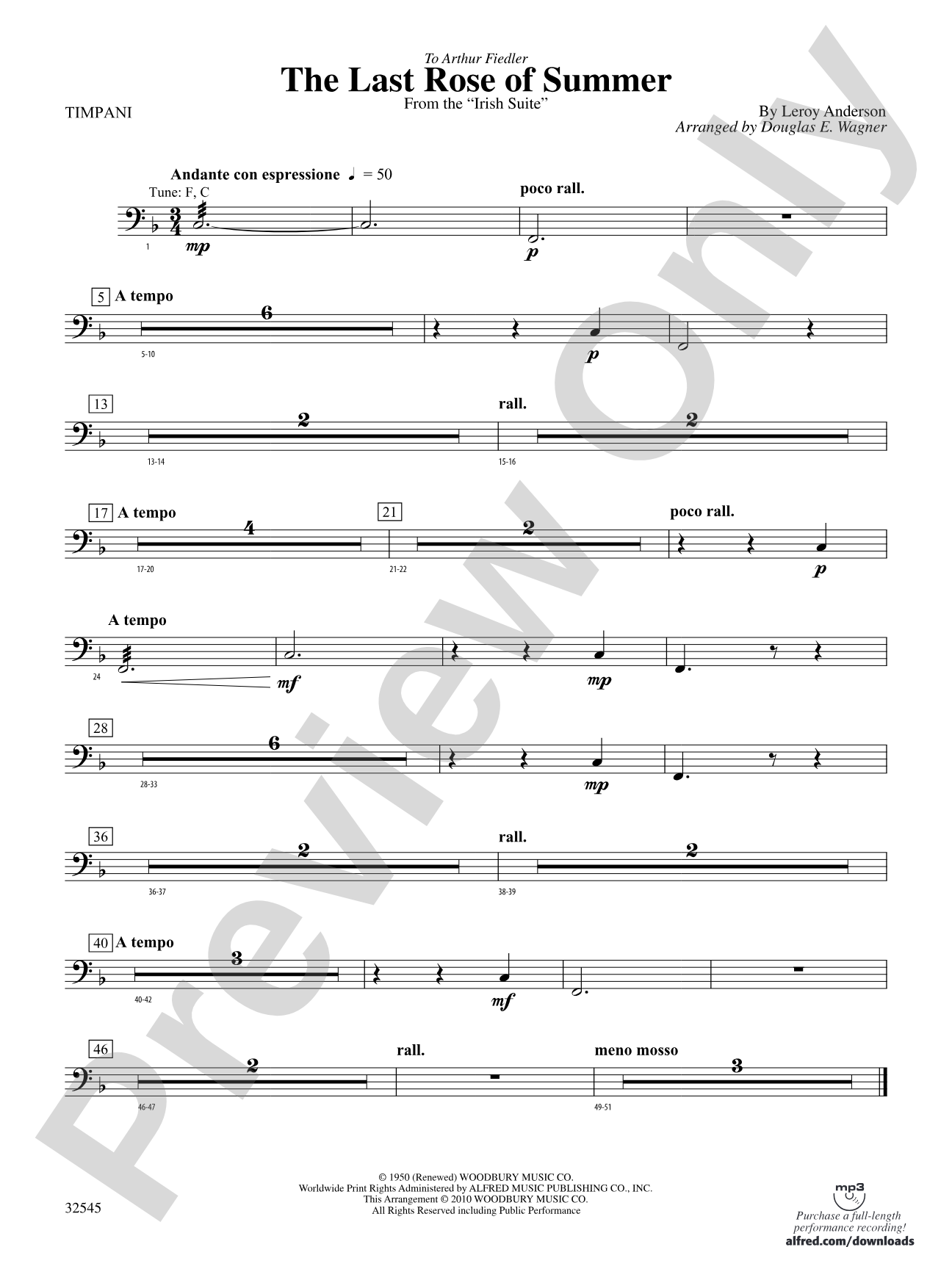 The Last Rose of Summer (from the Irish Suite): Timpani
