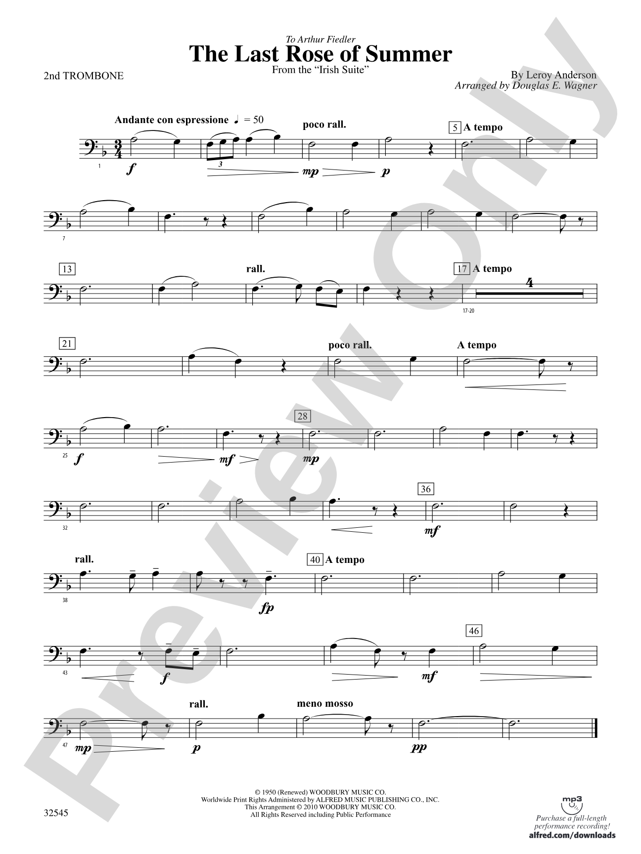 The Last Rose of Summer (from the Irish Suite): 2nd Trombone