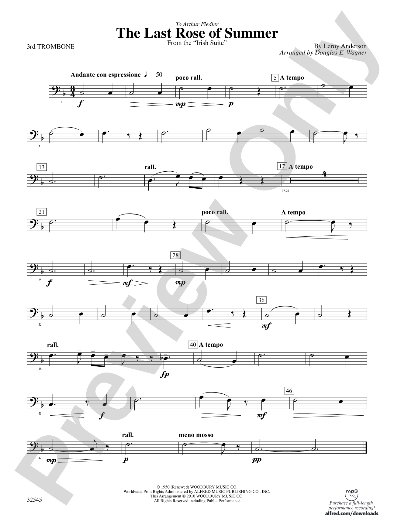 The Last Rose of Summer (from the Irish Suite): 3rd Trombone