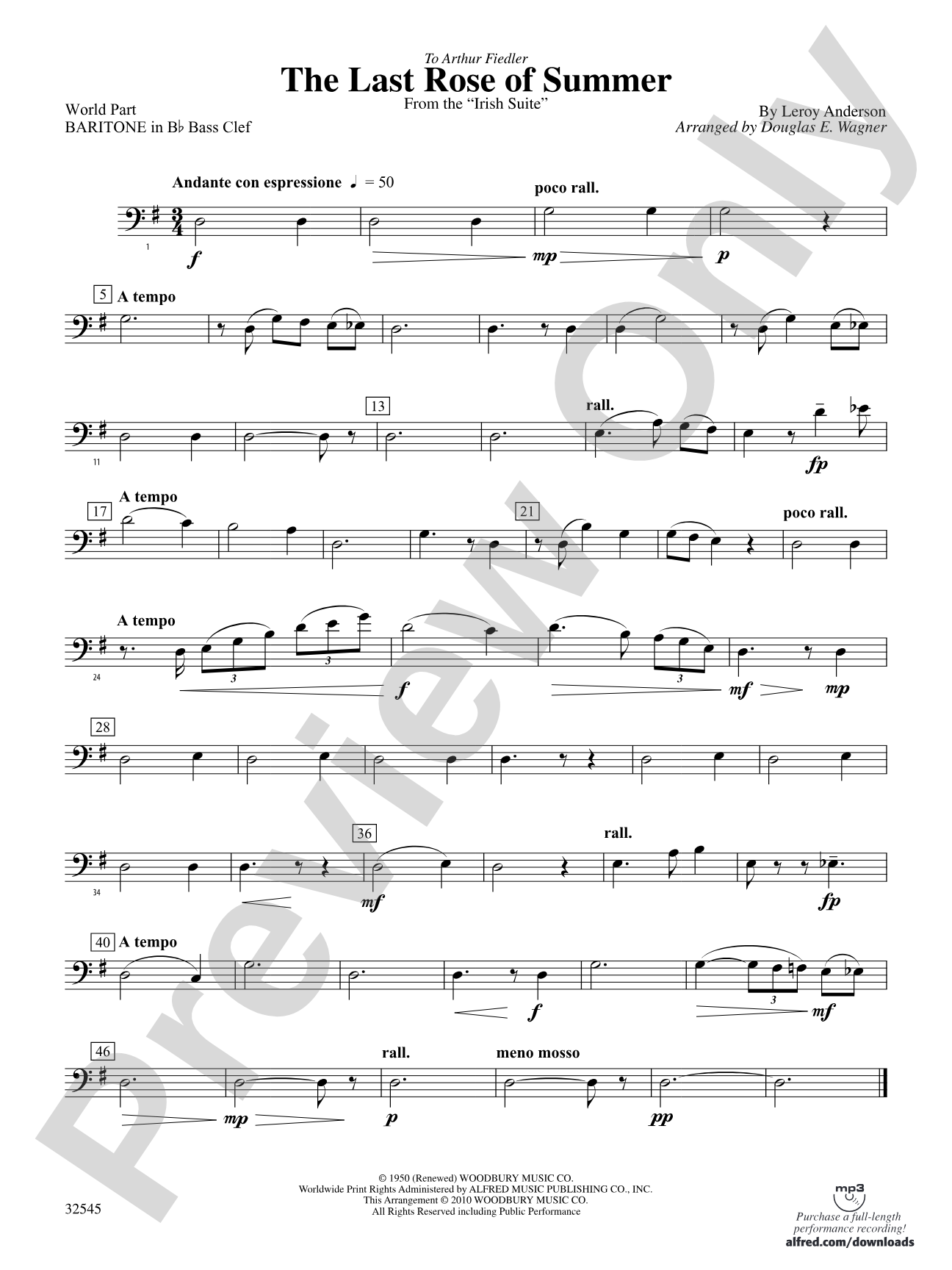 The Last Rose of Summer (from the Irish Suite): (wp) B-flat Baritone B.C.